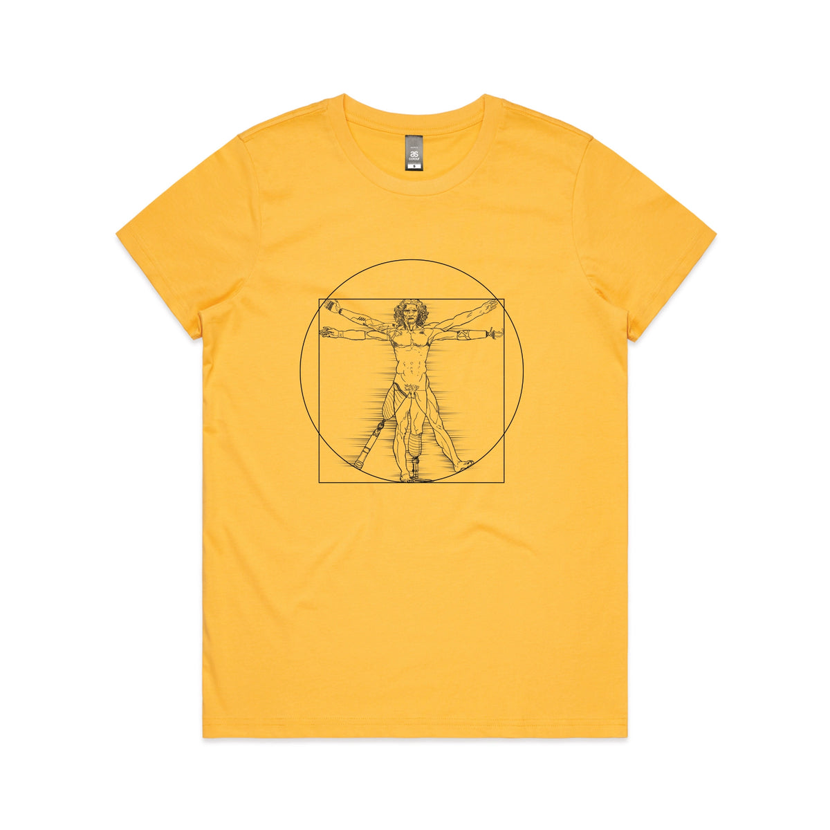 Yellow fitted womens t-shirt with I Deal Man graphic by Lonely Kids Club
