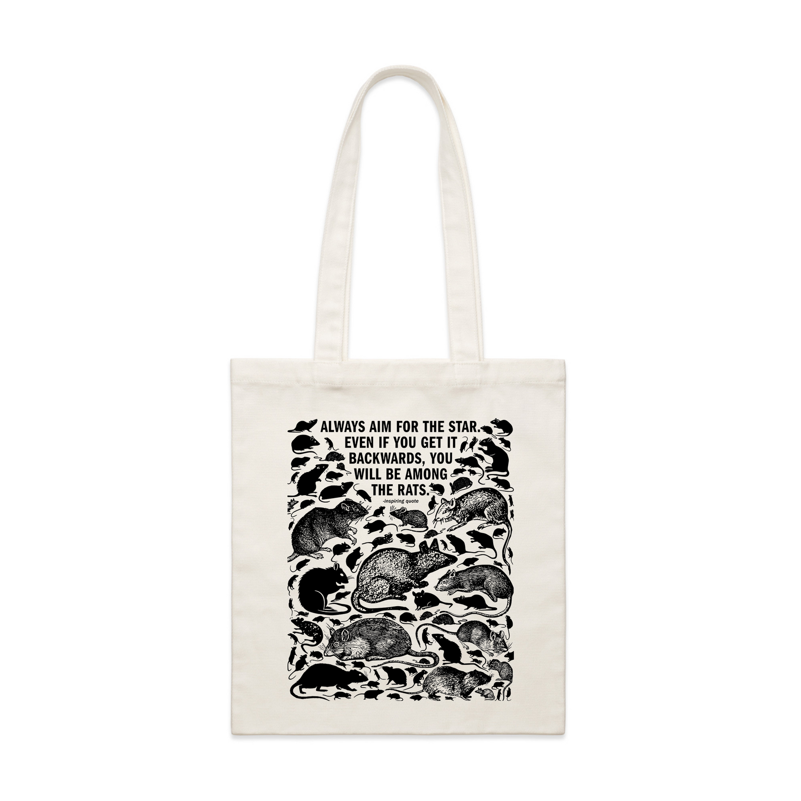 Cream parcel tote with Among The Rats Tote graphic by Lonely Kids Club