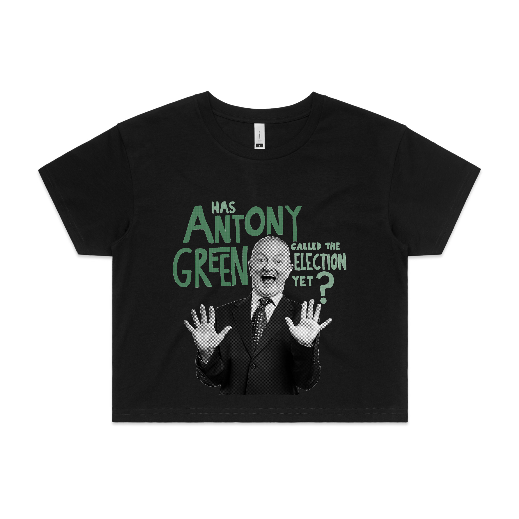 Antony Green T-Shirt by Lonely Kids Club. Designed, printed and packed from Sydney. Ethically made with 100% premium cotton. Has he called the election yet?
