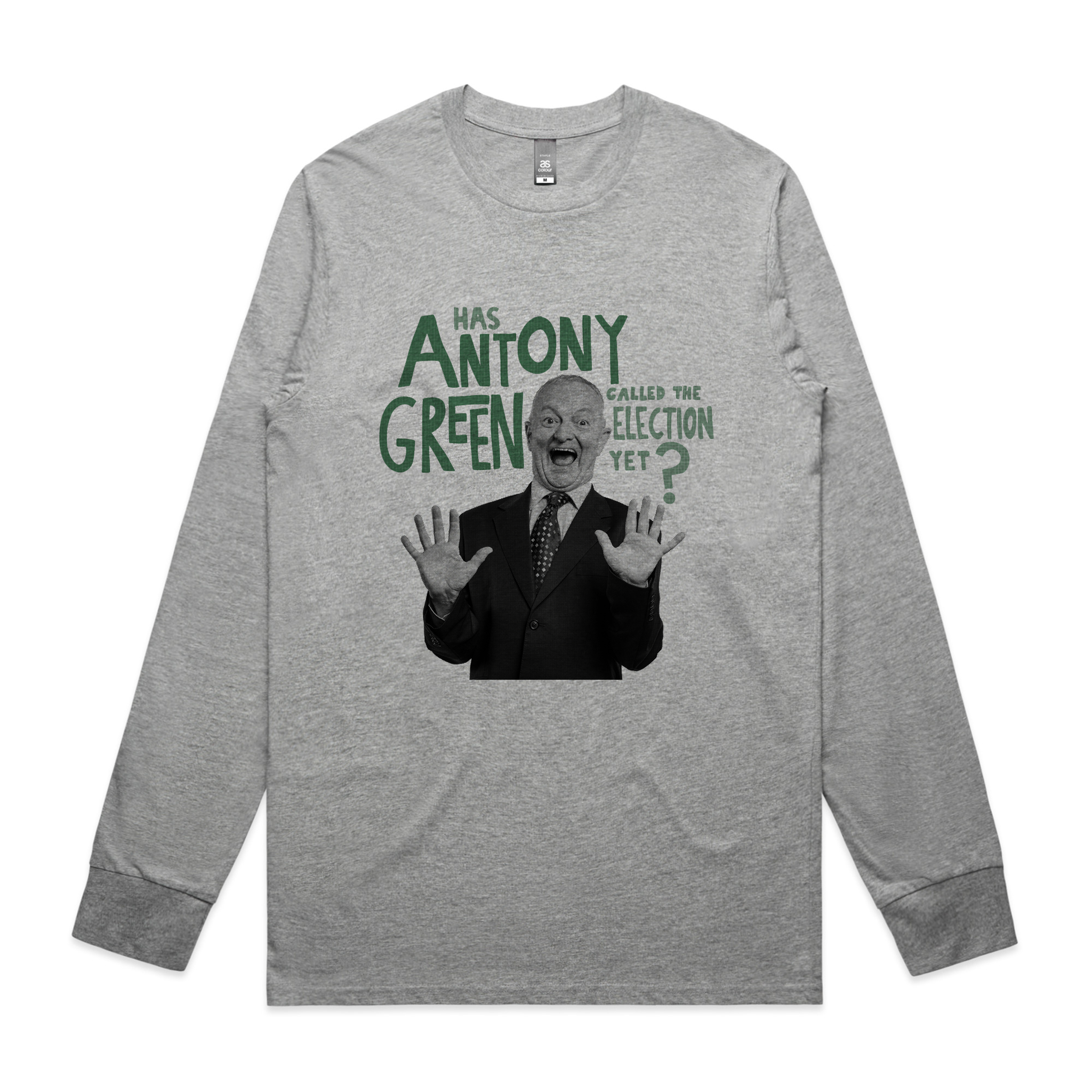 Antony Green T-Shirt by Lonely Kids Club. Designed, printed and packed from Sydney. Ethically made with 100% premium cotton. Has he called the election yet?