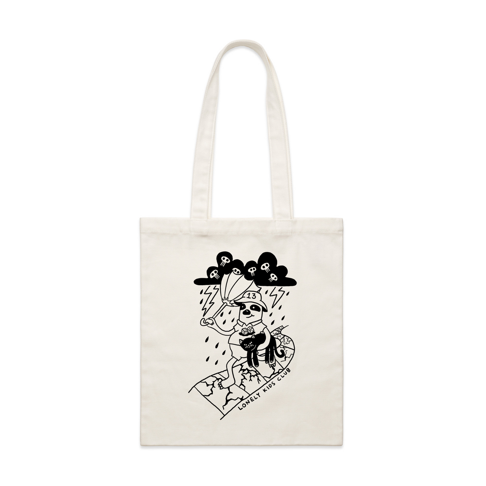 Cream parcel tote with Bad Omens Tote graphic by Lonely Kids Club