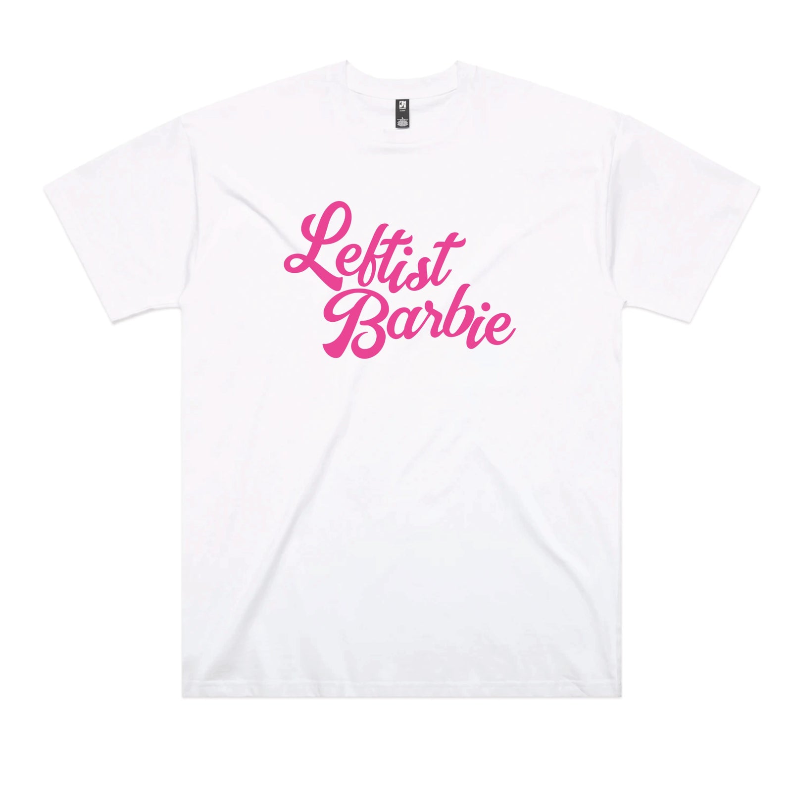 White oversized t-shirt with Leftist Barbie graphic by Lonely Kids Club