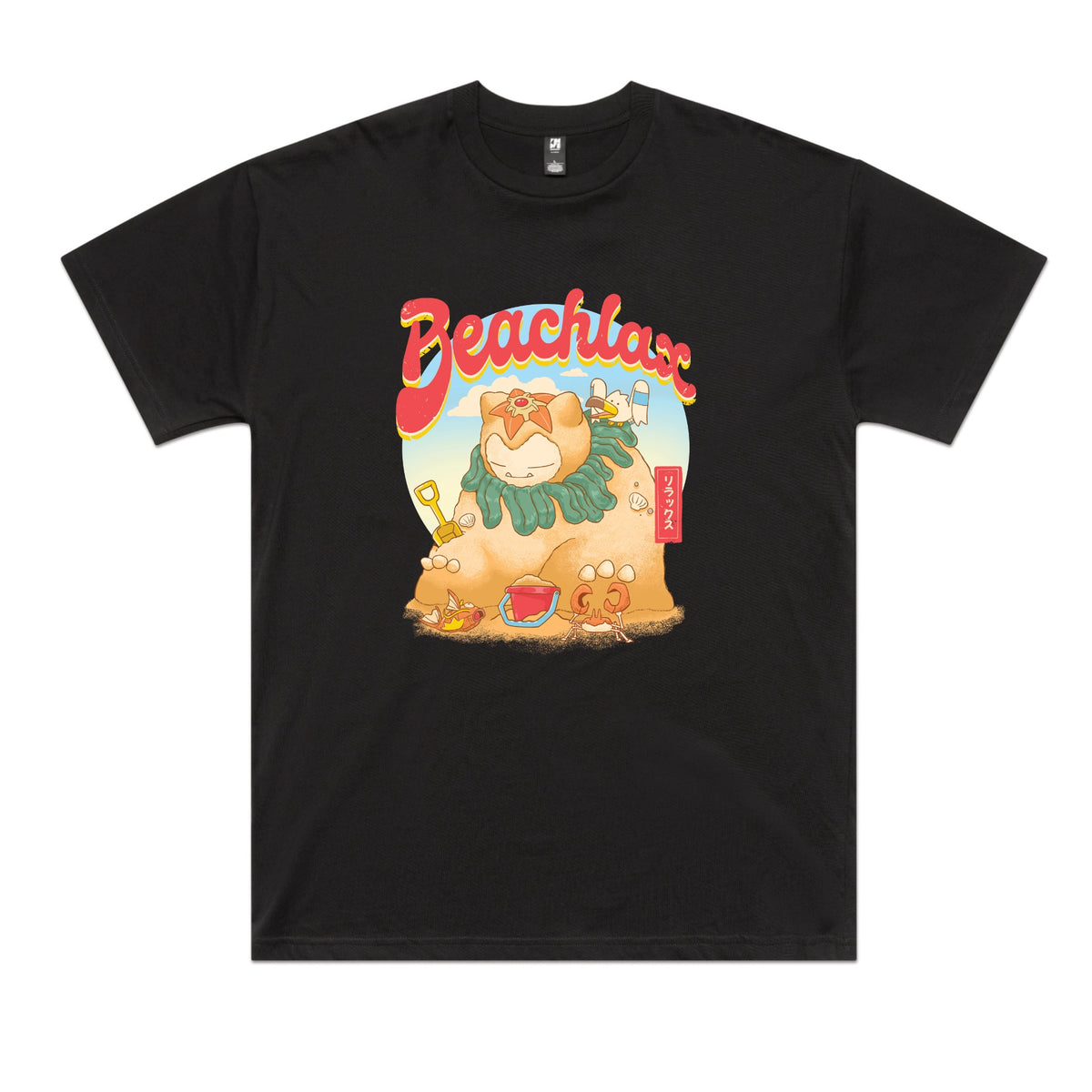 Black oversized t-shirt with Beachlax graphic by Lonely Kids Club