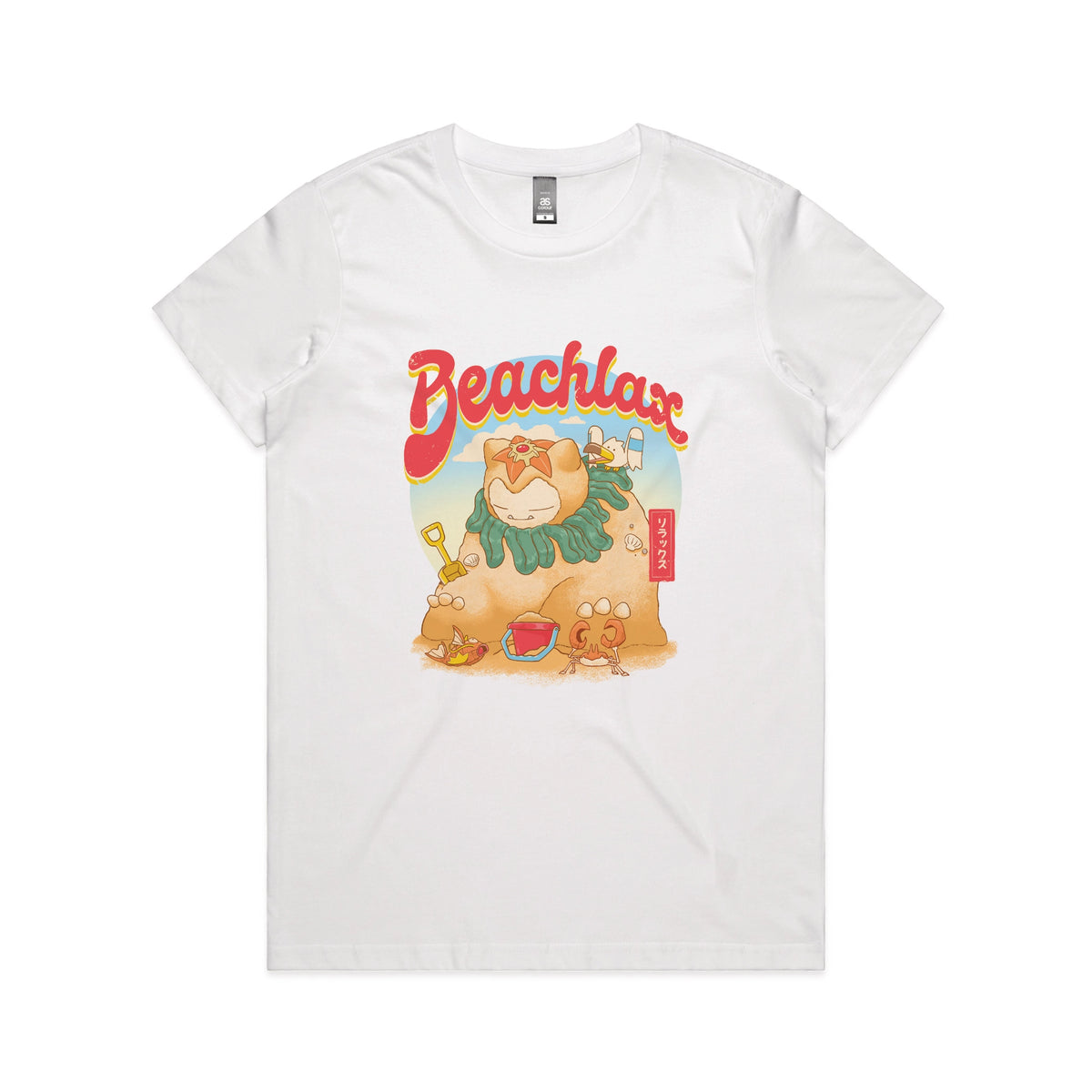 White fitted womens t-shirt with Beachlax graphic by Lonely Kids Club