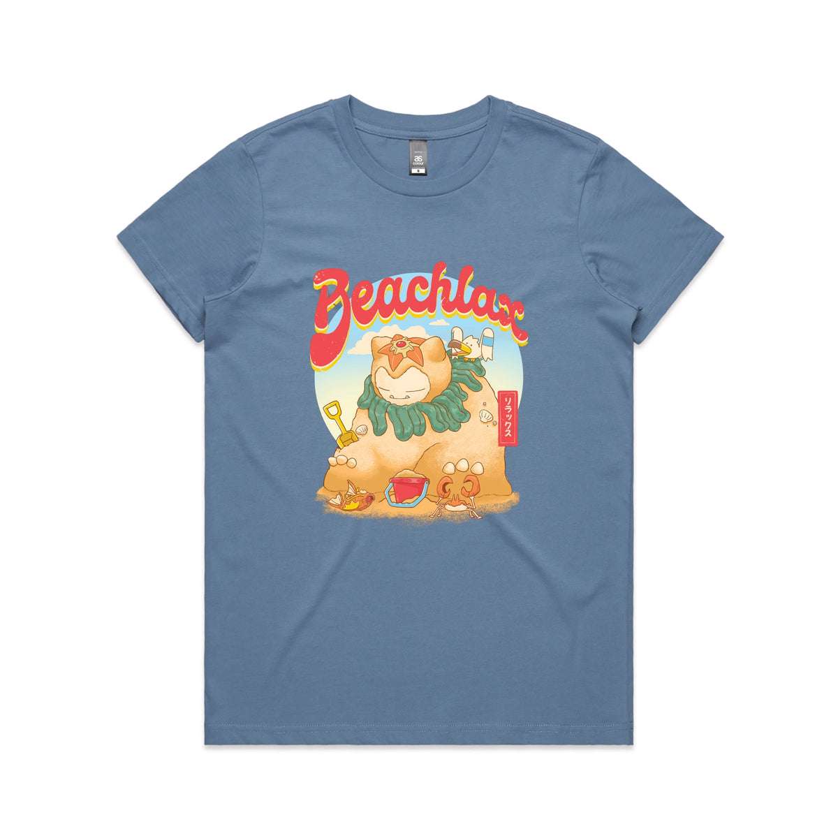 Carolina Blue fitted womens t-shirt with Beachlax graphic by Lonely Kids Club