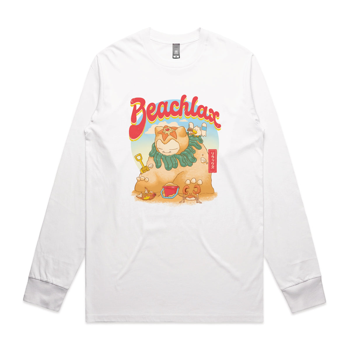 White long sleeve t-shirt with Beachlax graphic by Lonely Kids Club