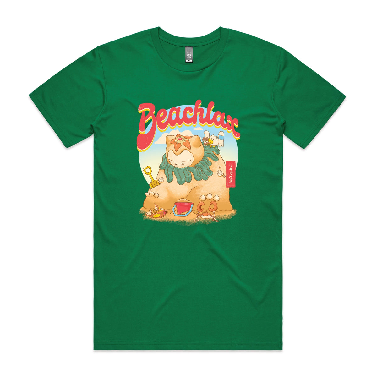 Green unisex t-shirt with Beachlax graphic by Lonely Kids Club