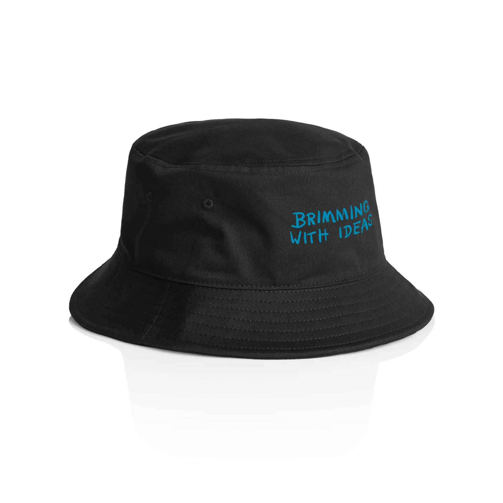 Black bucket hat with Brimming With Ideas Bucket Hat graphic by Lonely Kids Club