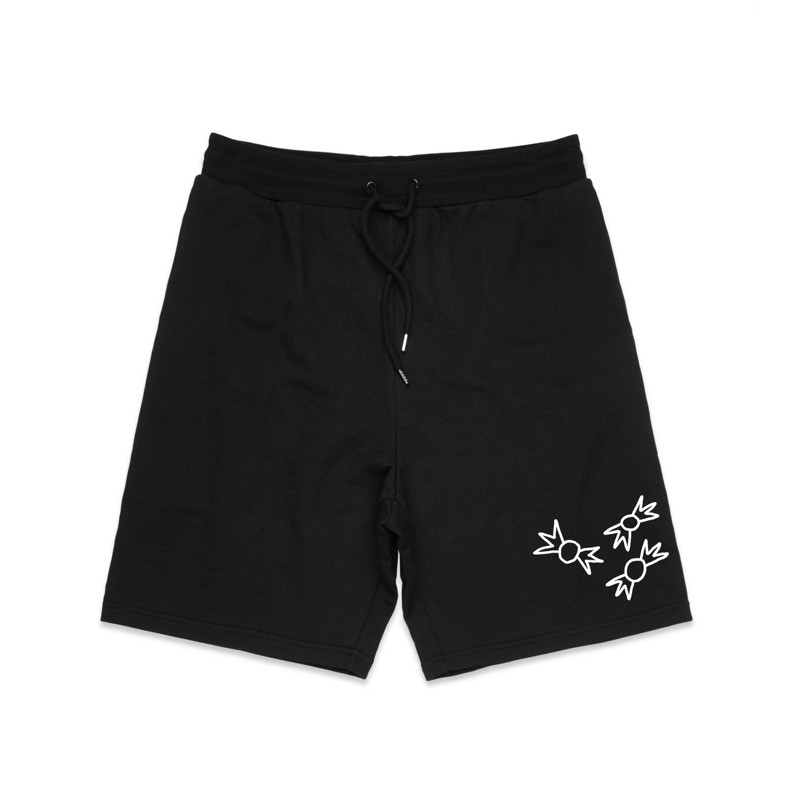 Black regular heavy shorts with Candy Shorts graphic by Lonely Kids Club