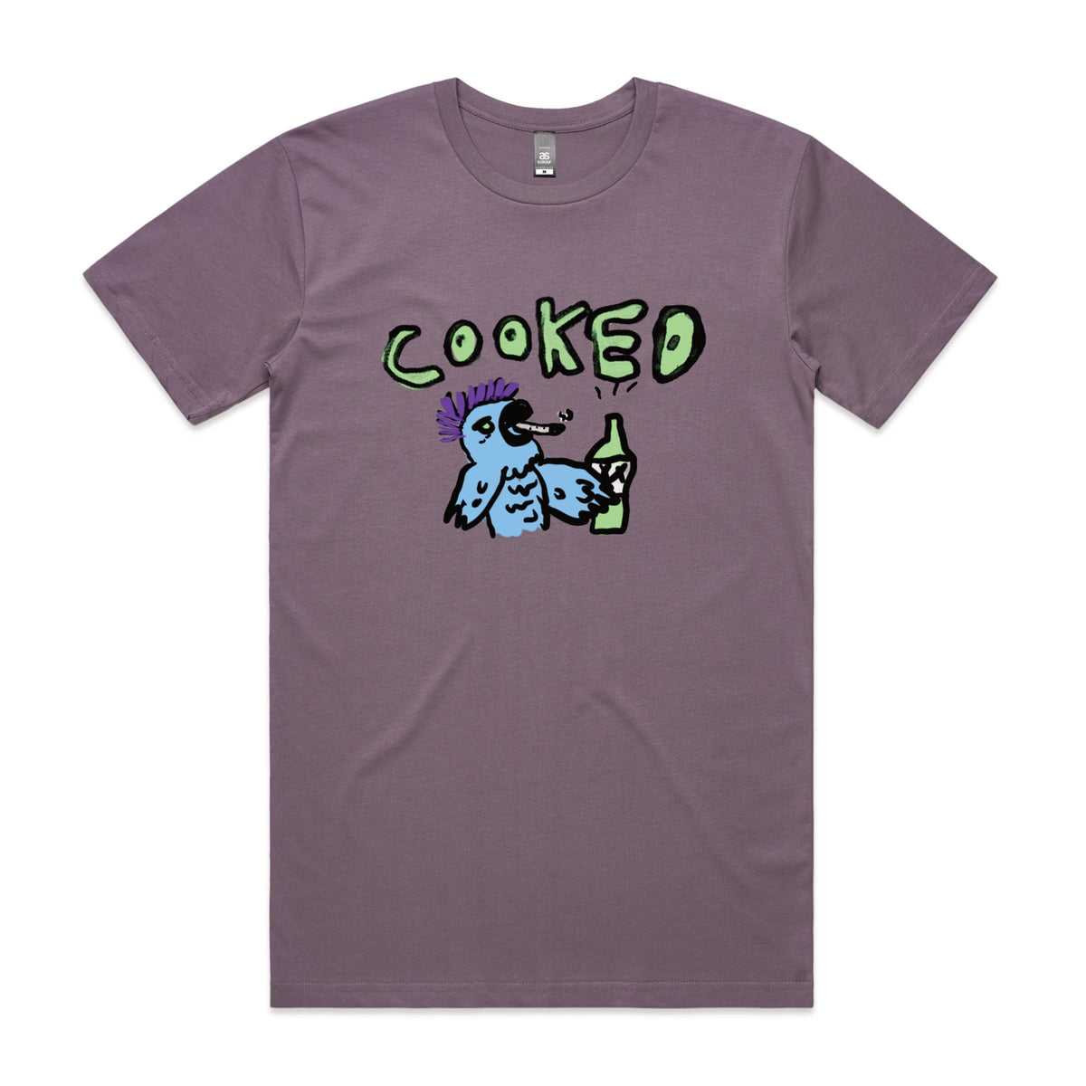 Mauve unisex t-shirt with Cooked Cockatoo graphic by Lonely Kids Club