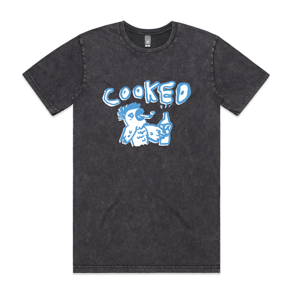 Acid Wash unisex t-shirt with Cooked Cockatoo graphic by Lonely Kids Club