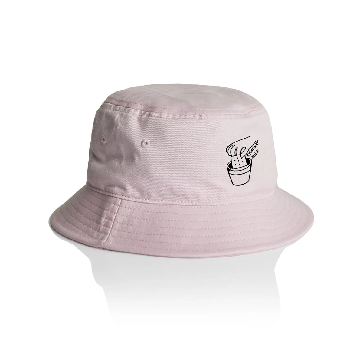 Orchid bucket hat with CrackerMilk Logo Bucket Hat graphic by Lonely Kids Club
