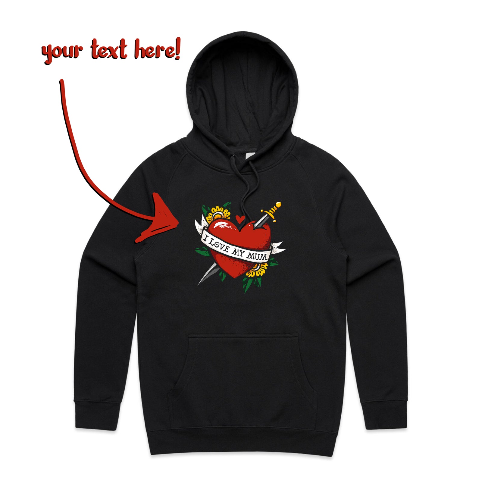 Custom Heart Tattoo Hoodie