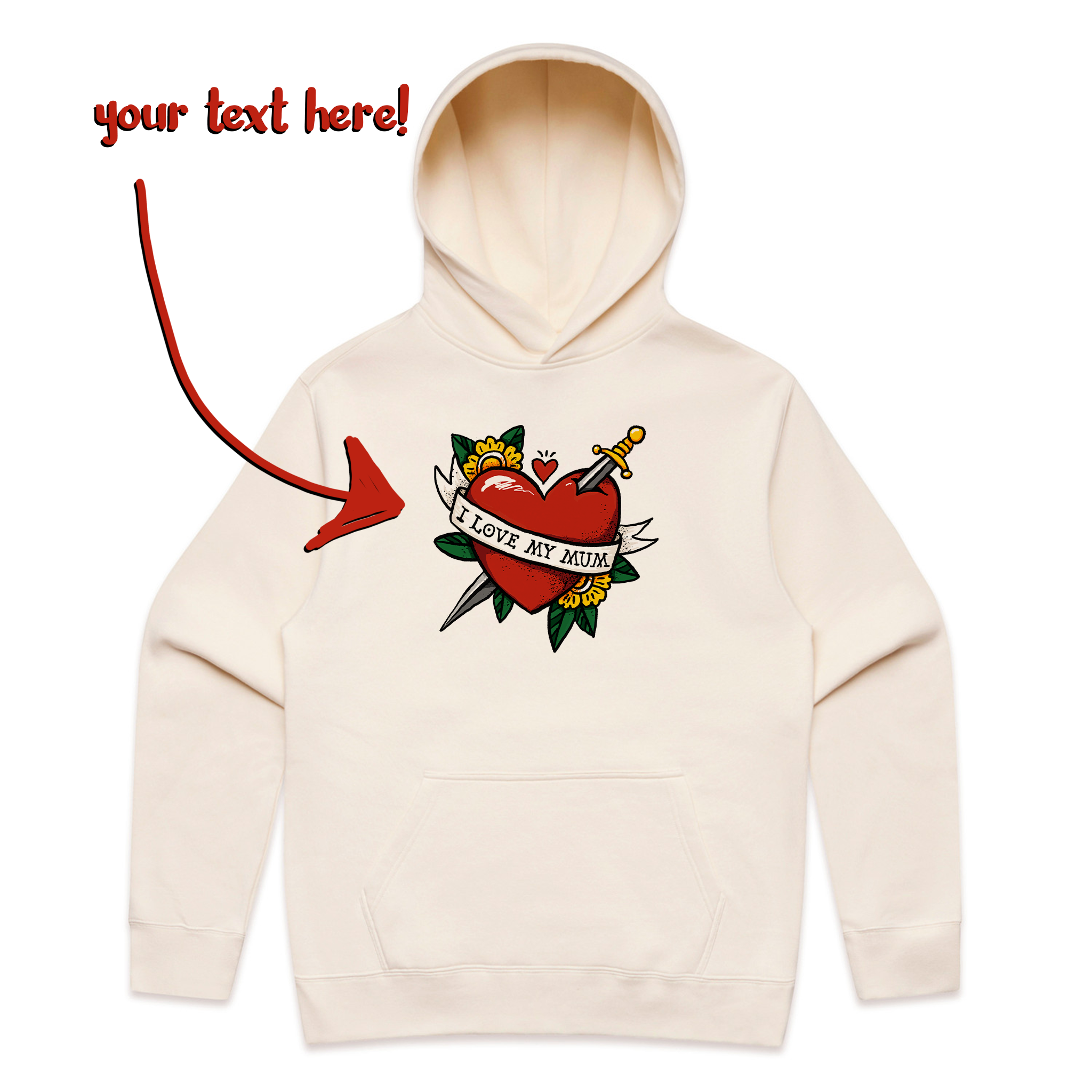 Custom Heart Tattoo Hoodie