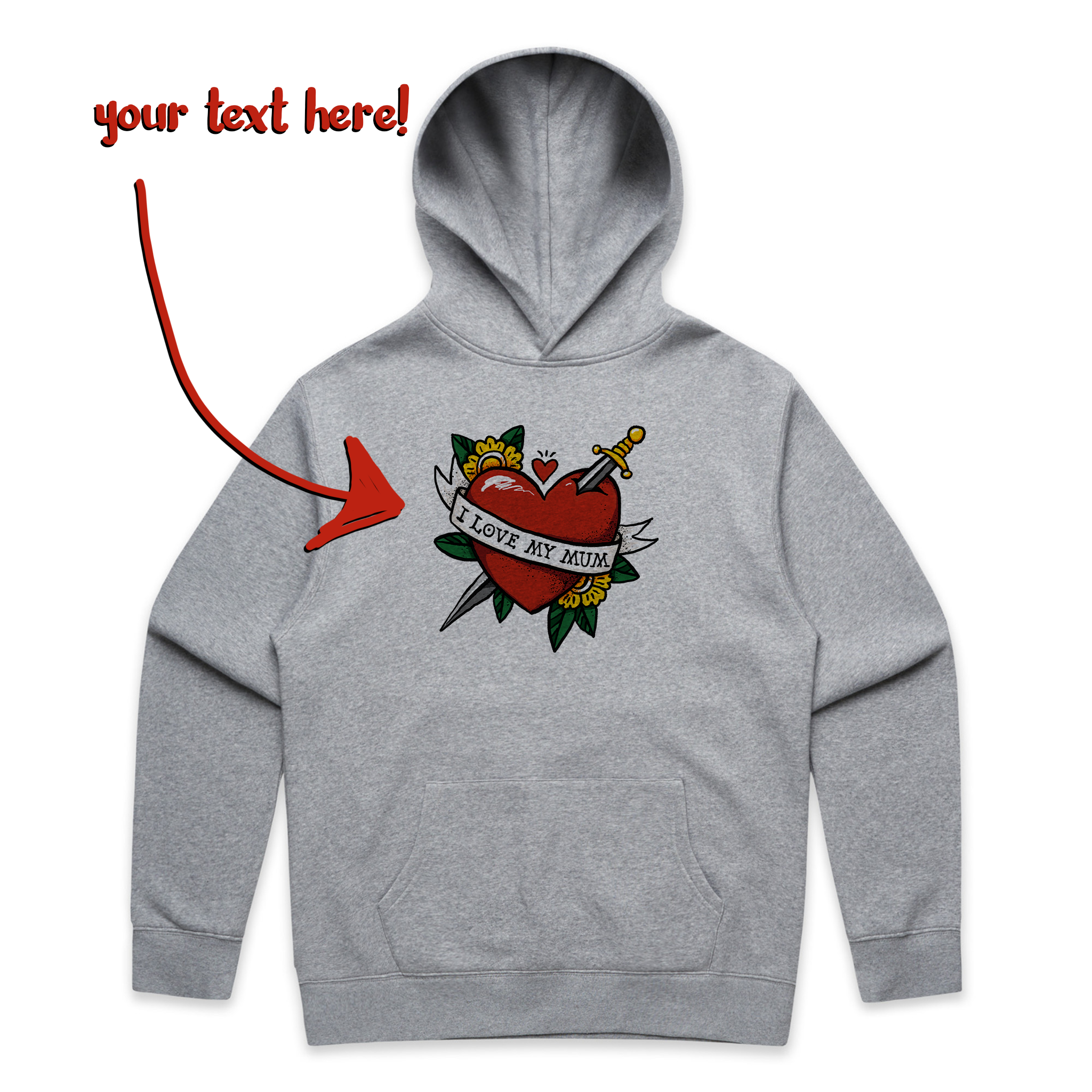 Custom Heart Tattoo Hoodie