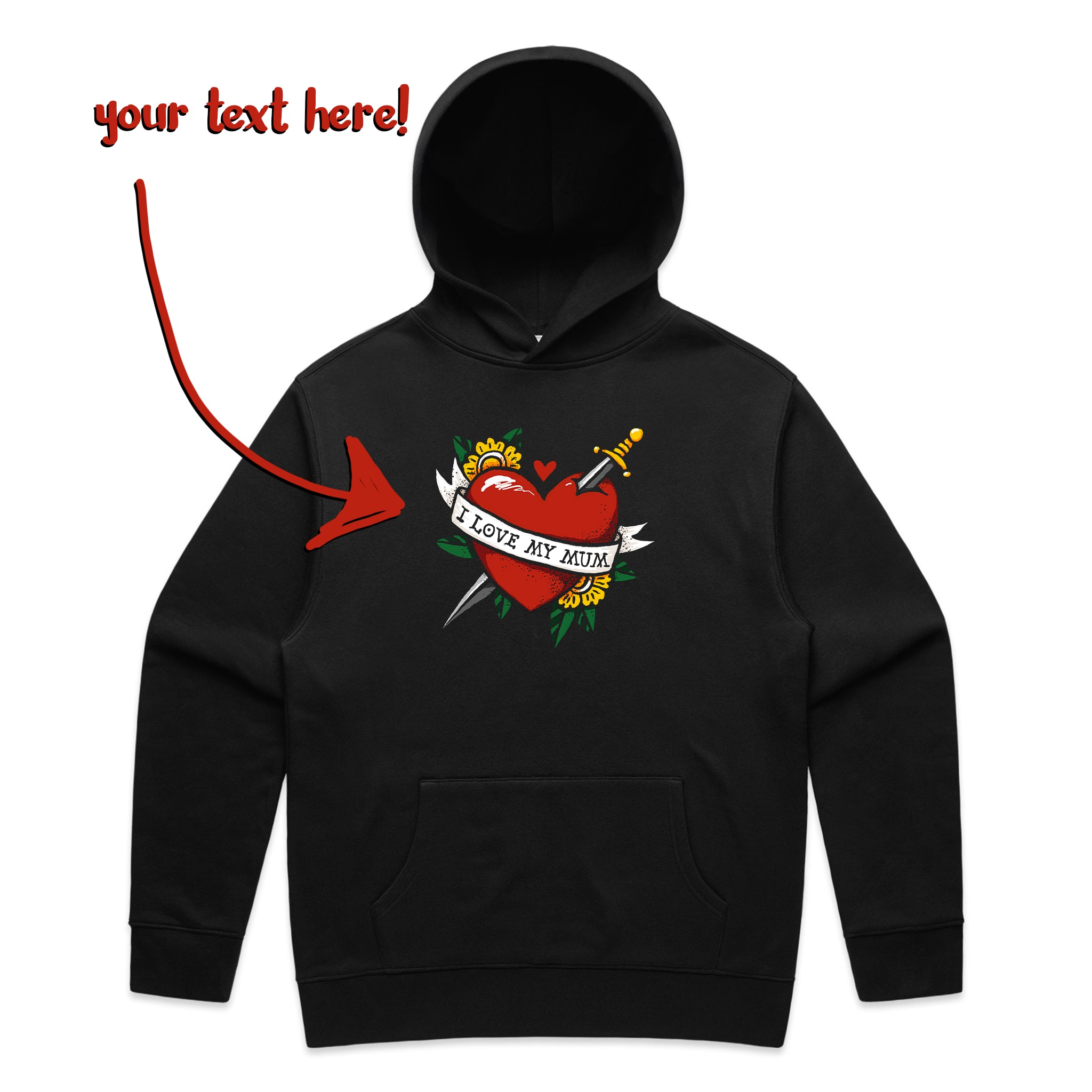 Custom Heart Tattoo Hoodie