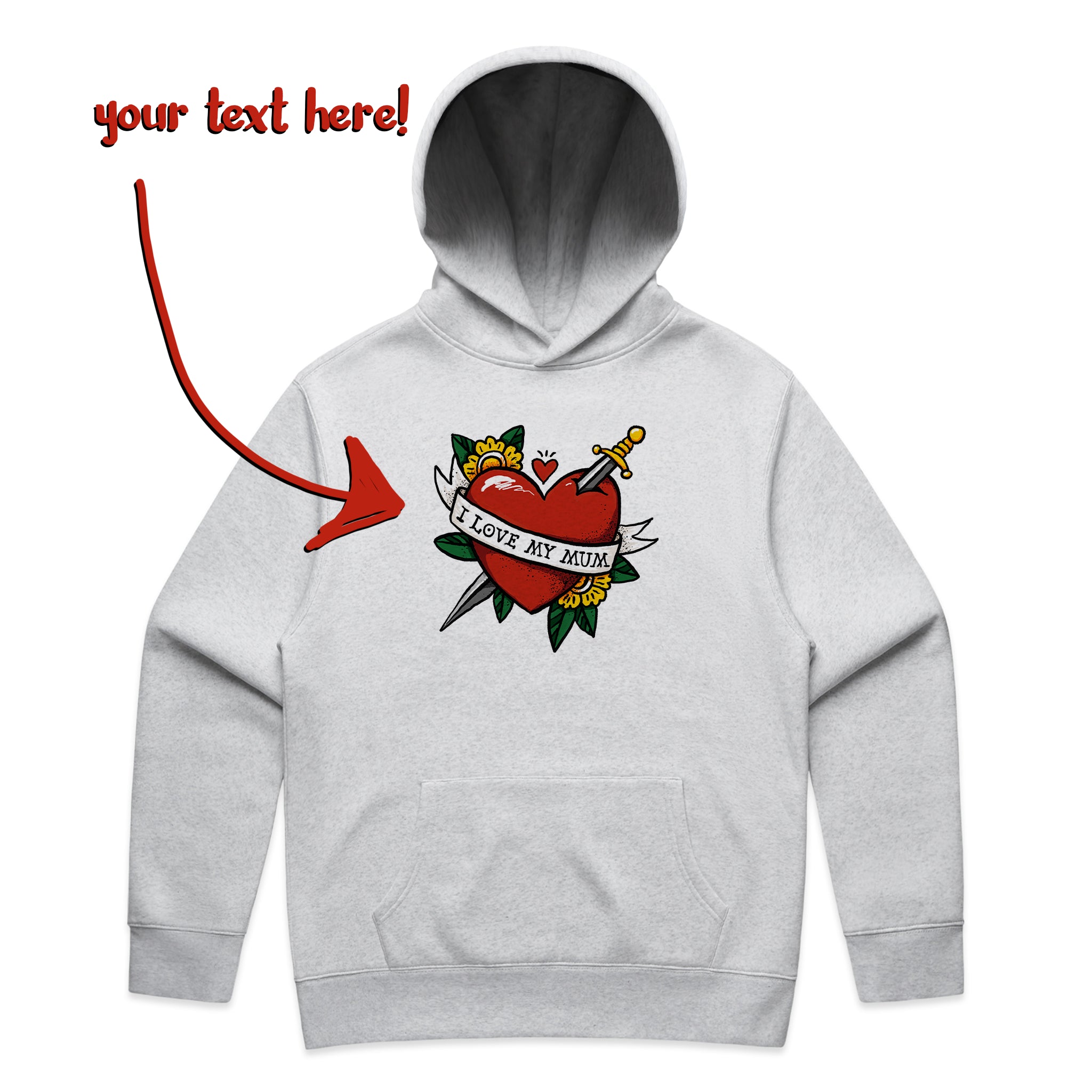 Custom Heart Tattoo Hoodie