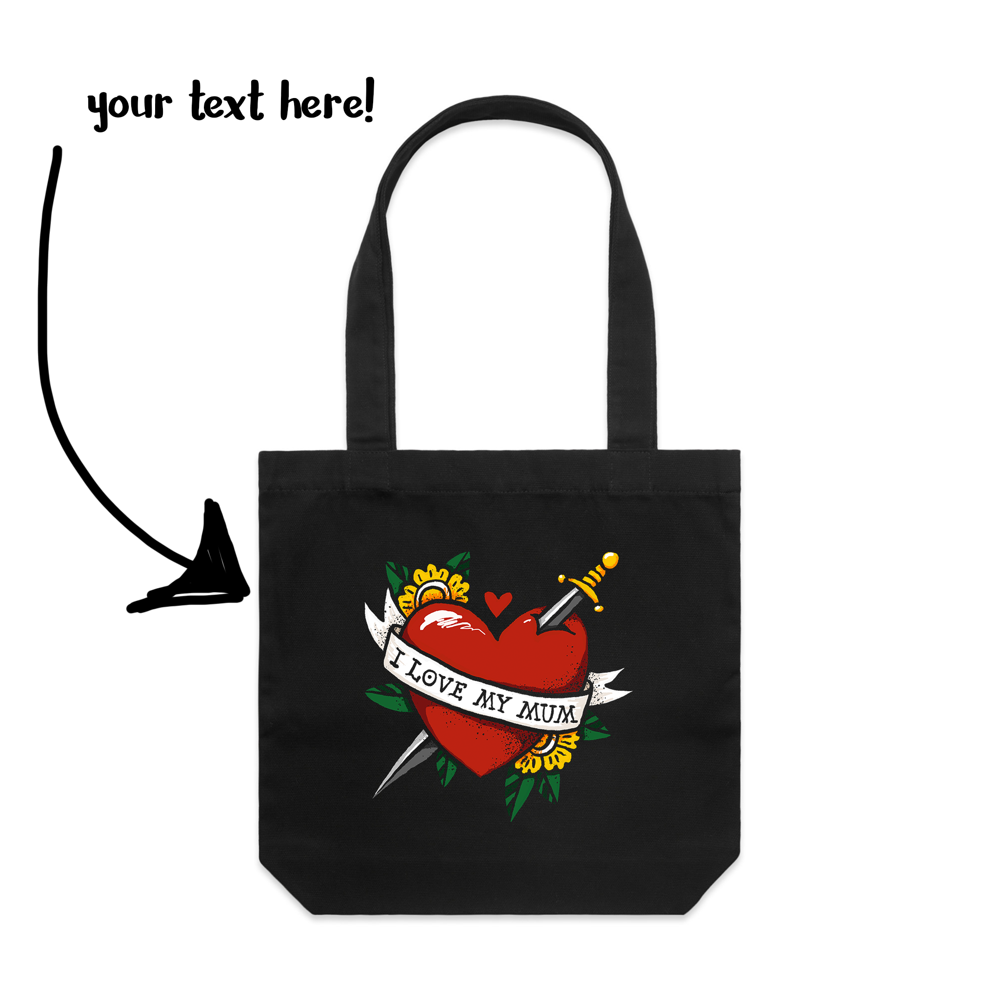 Custom Heart Tattoo Tote