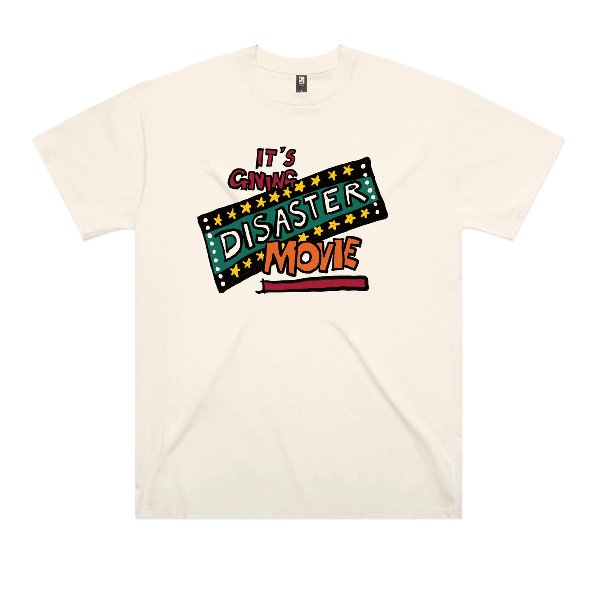 Ecru oversized t-shirt with Disaster Movie graphic by Lonely Kids Club