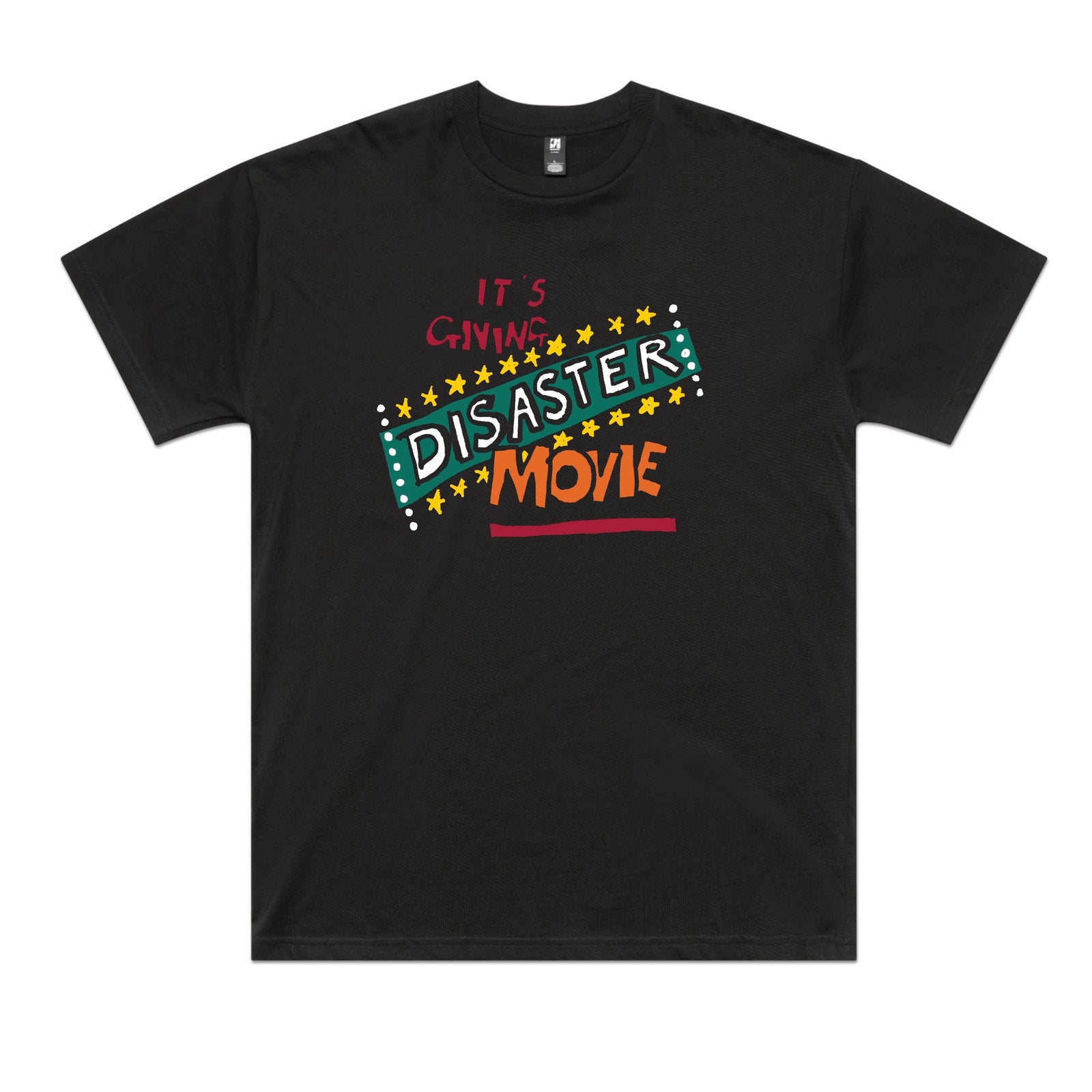 Black oversized t-shirt with Disaster Movie graphic by Lonely Kids Club