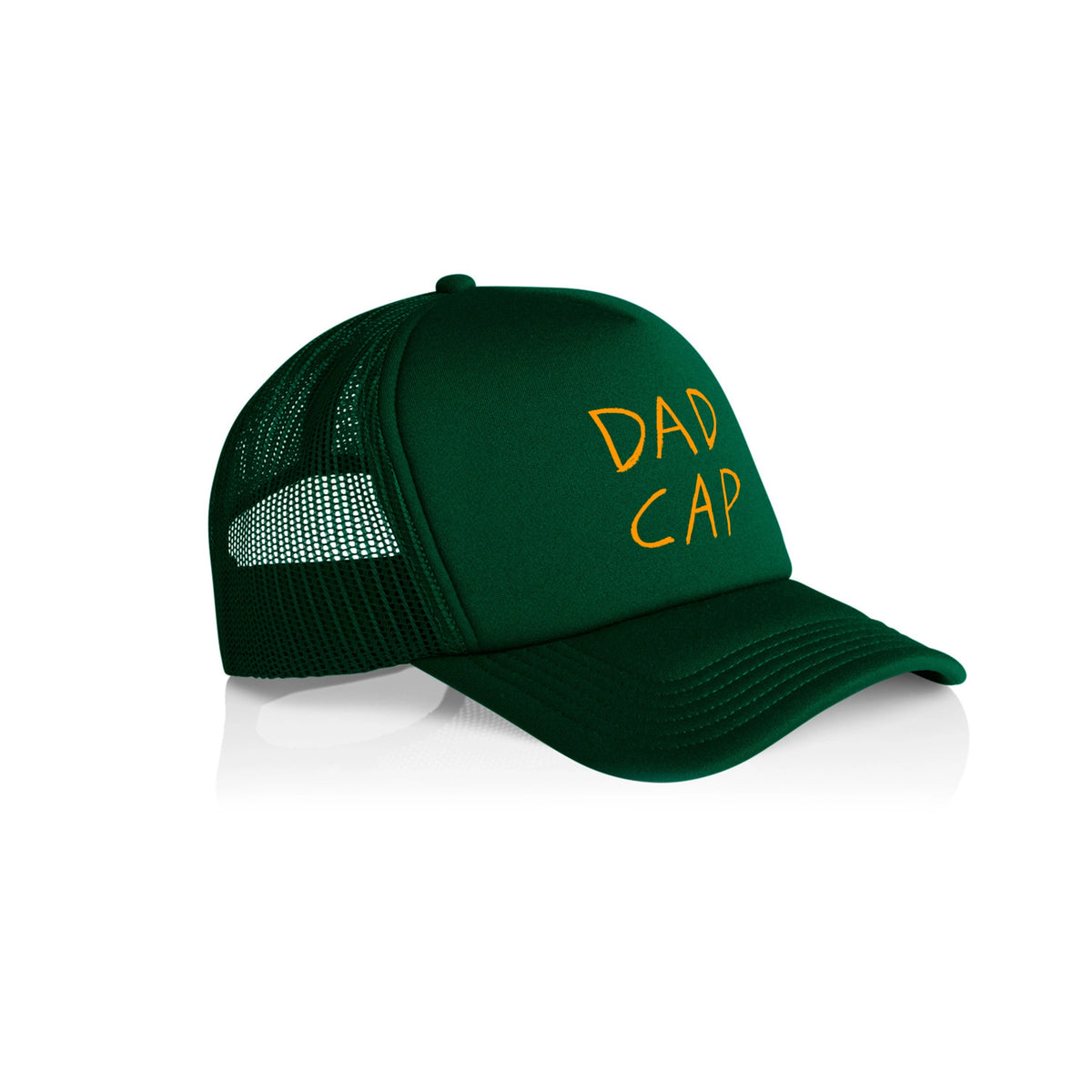 Forest Green trucker hat with Dad design, artwork by Warwick Levy for Lonely Kids Club