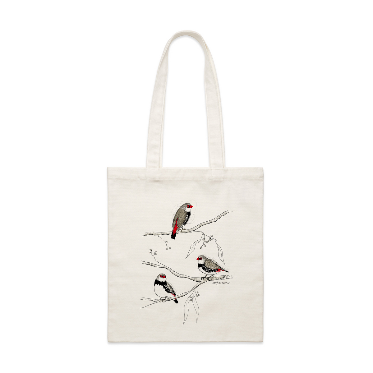 Cream parcel tote with Diamond Firetails Tote graphic by Lonely Kids Club