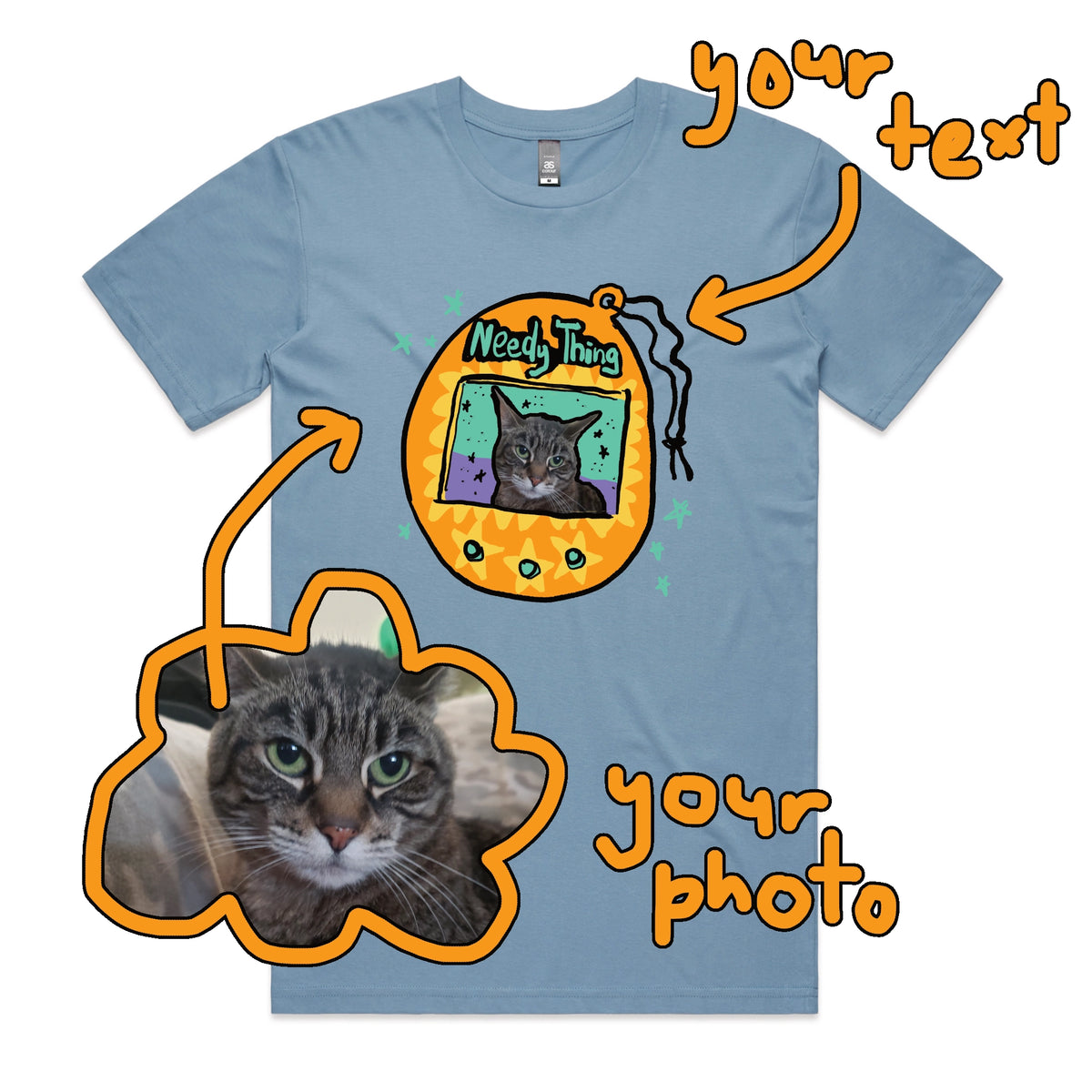 Carolina Blue unisex t-shirt with Custom Digipet graphic by Lonely Kids Club