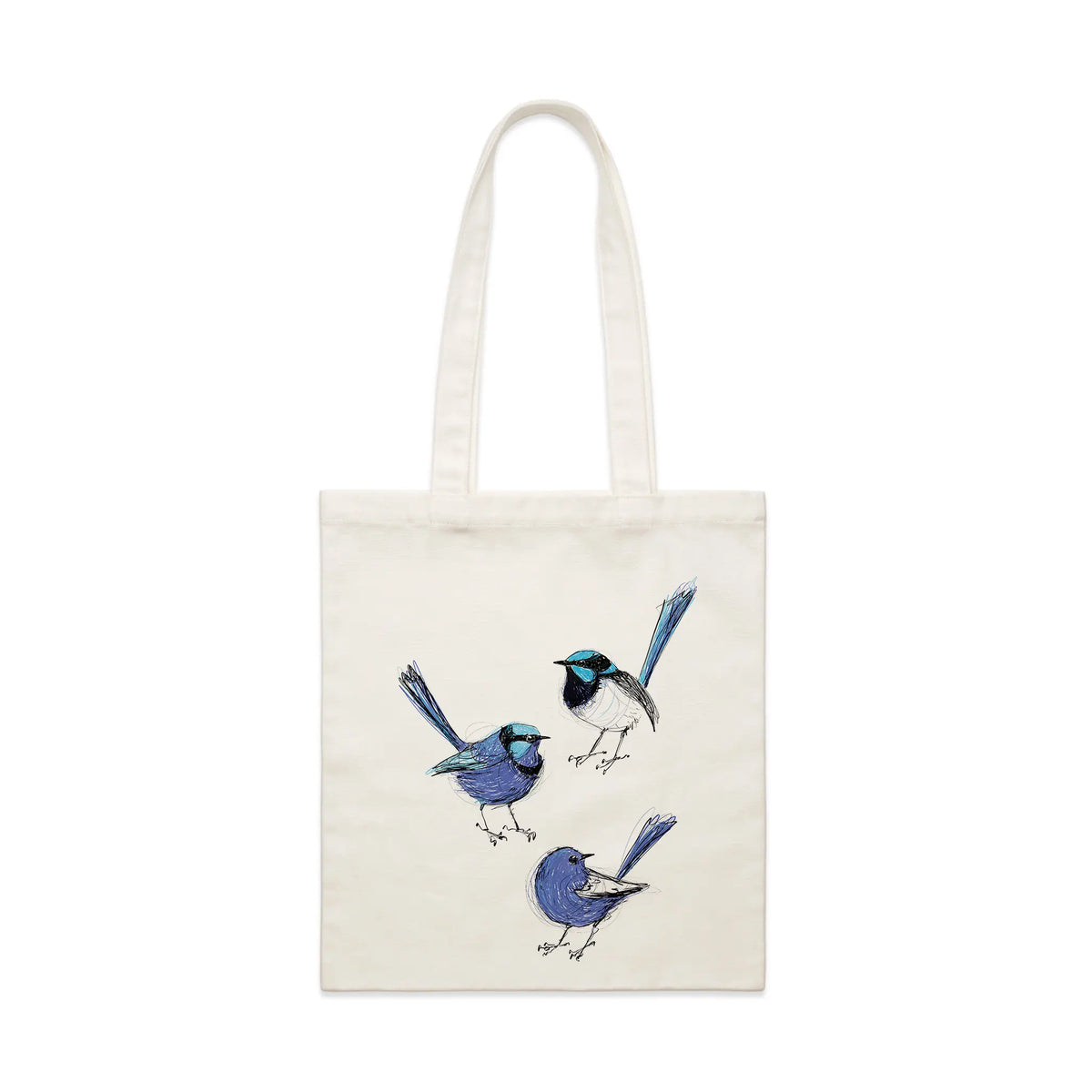 Cream parcel tote with Fairywren Friends Tote graphic by Lonely Kids Club