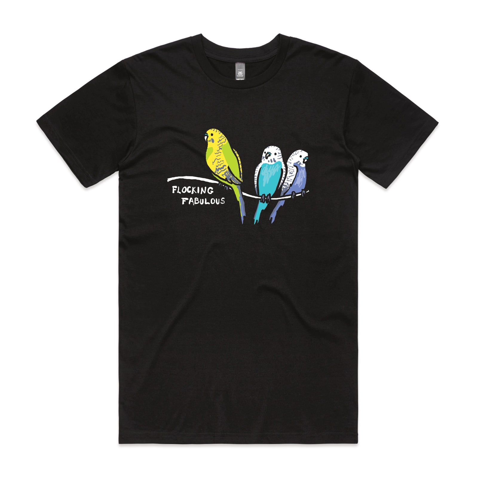Black unisex t-shirt with Flocking Fabulous graphic by Lonely Kids Club