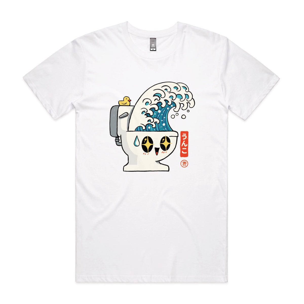 White unisex t-shirt with The Great Flush graphic by Lonely Kids Club