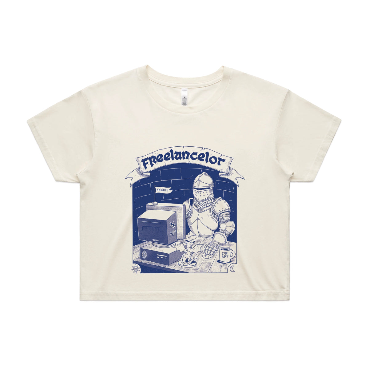 Ecru crop top with Freelancelot graphic by Lonely Kids Club