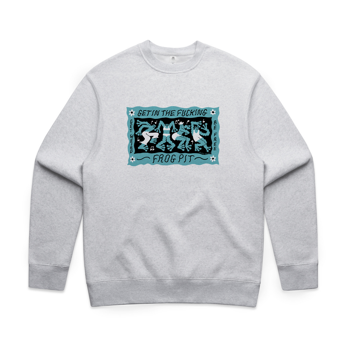 White Marle oversized jumper with Frog Pit Jumper graphic by Lonely Kids Club