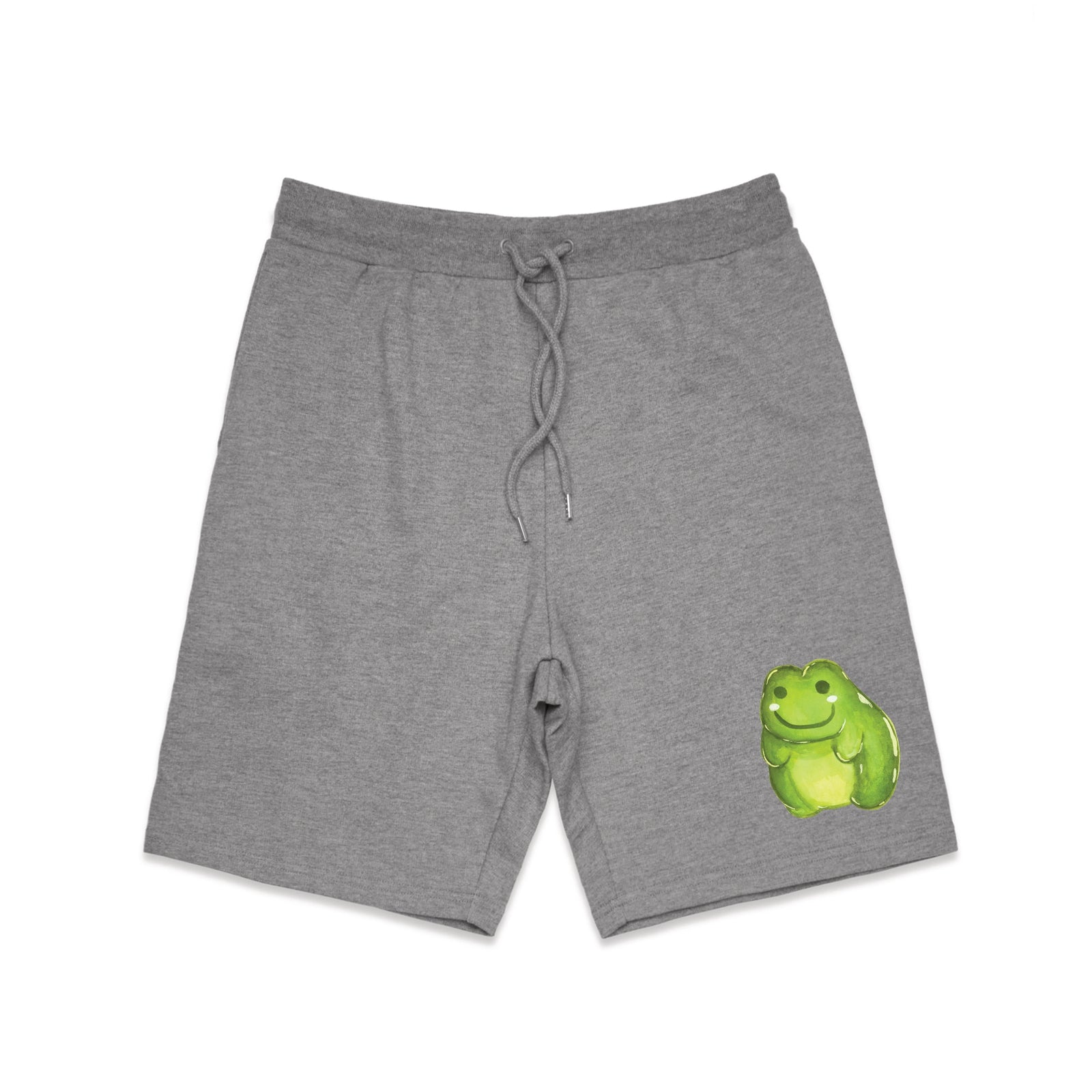 Grey Marle regular heavy shorts with Froggy Shorts graphic by Lonely Kids Club