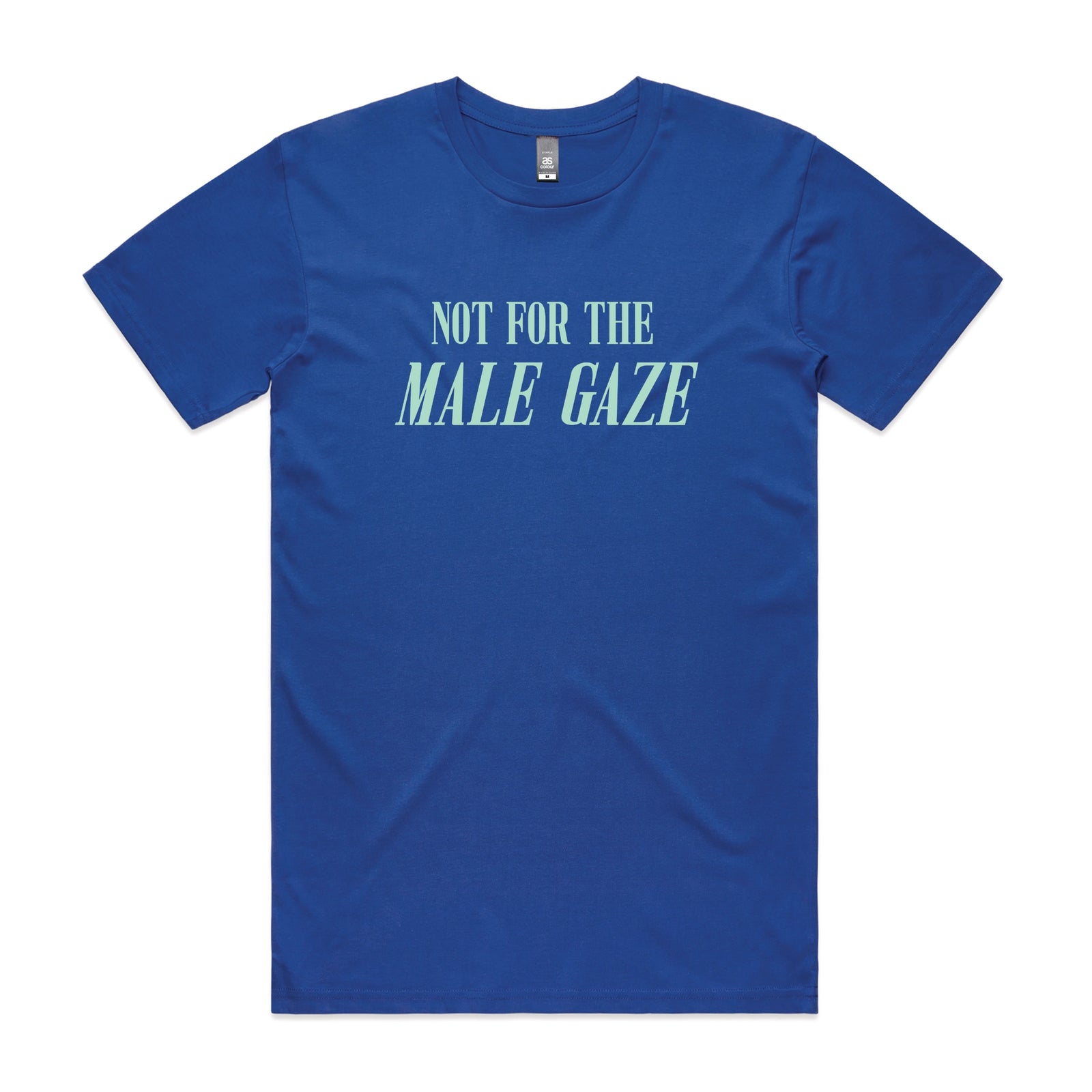 Royal Blue unisex t-shirt with Male Gaze graphic by Lonely Kids Club
