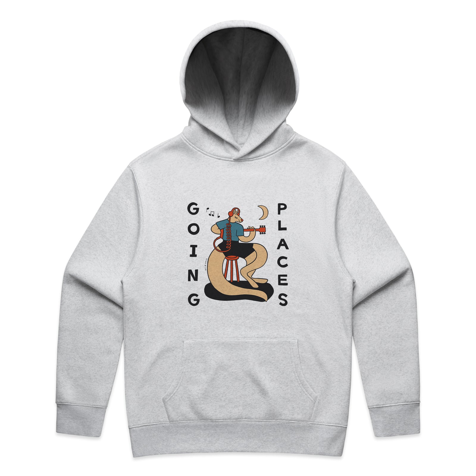 White Marle oversized hoodie with Going Places Hoodie graphic by Lonely Kids Club