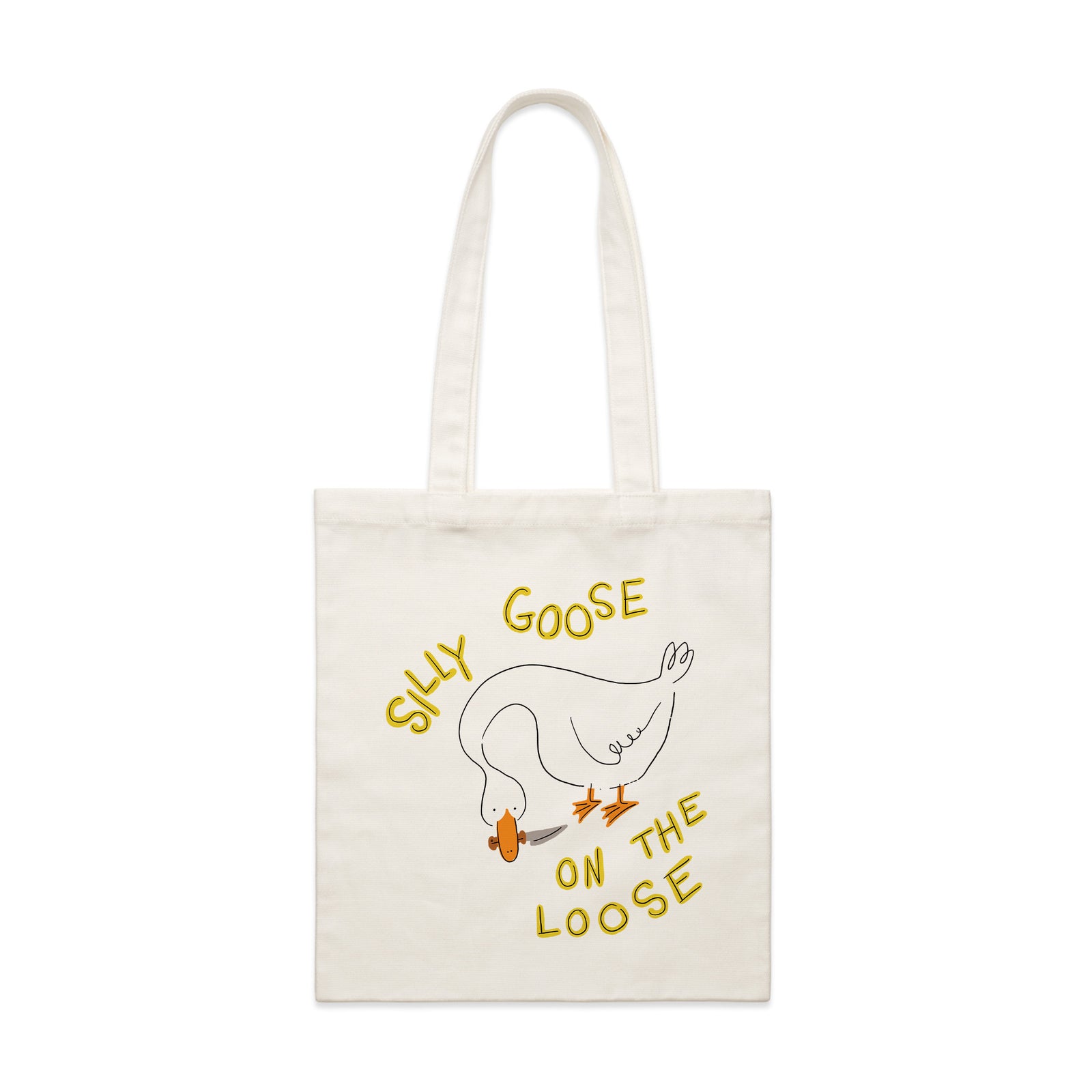 Cream parcel tote with On The Loose Tote graphic by Lonely Kids Club
