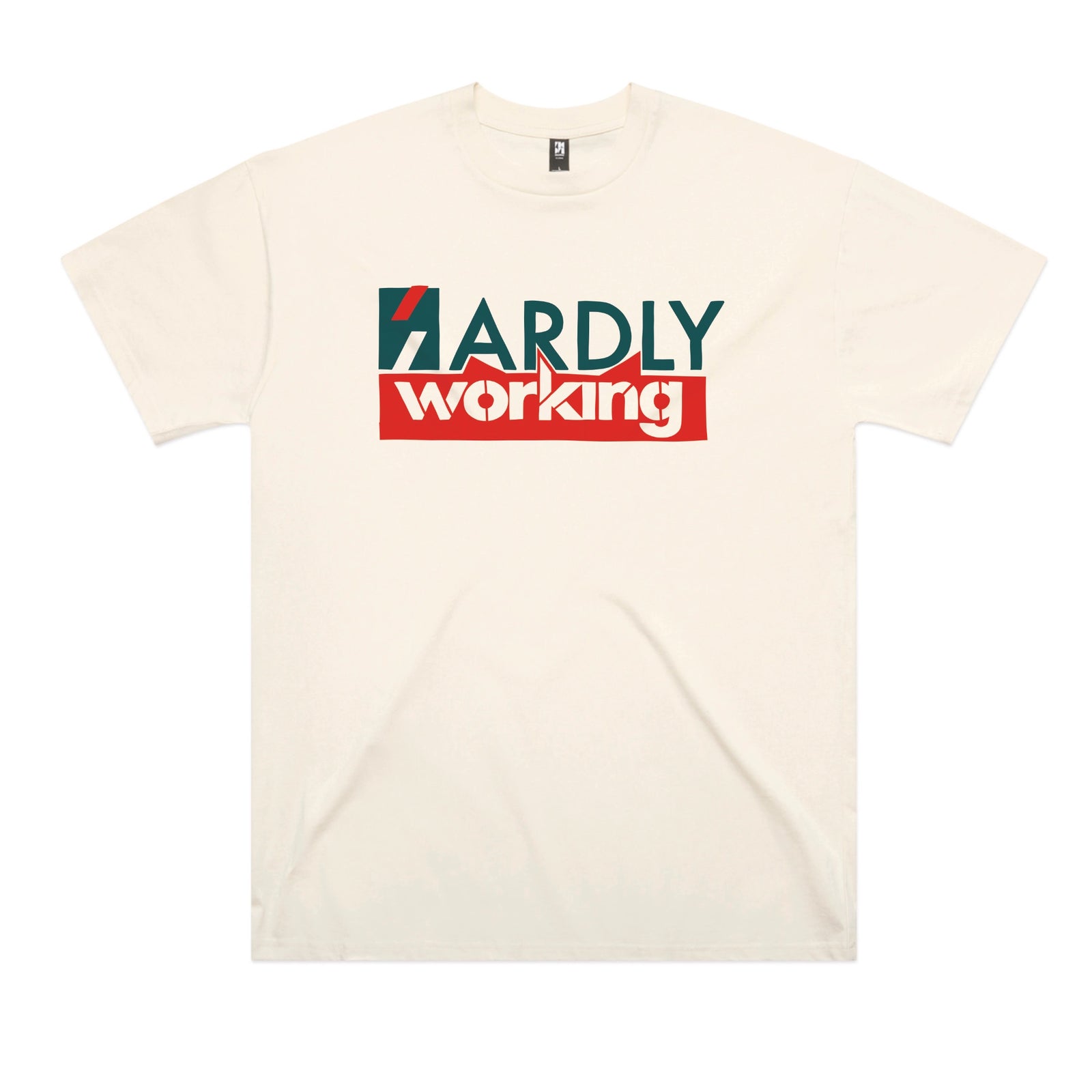 Ecru oversized t-shirt with Hardly Working graphic by Lonely Kids Club
