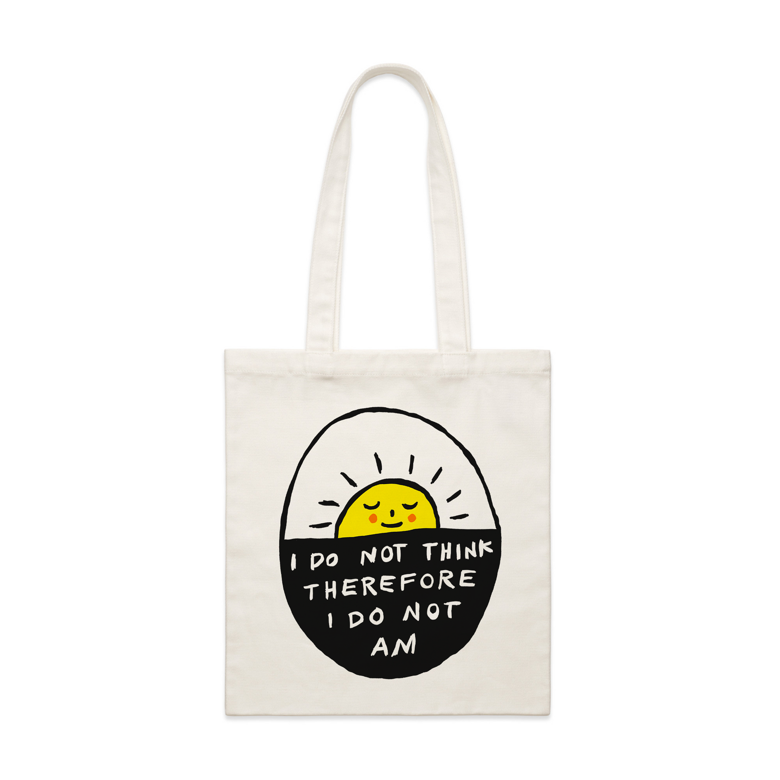 Cream parcel tote with I Do Not Am Tote graphic by Lonely Kids Club