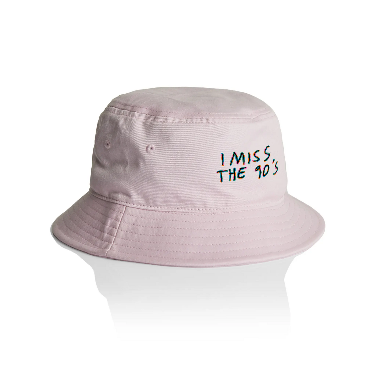 Orchid bucket hat with I Miss The 90s Bucket Hat graphic by Lonely Kids Club