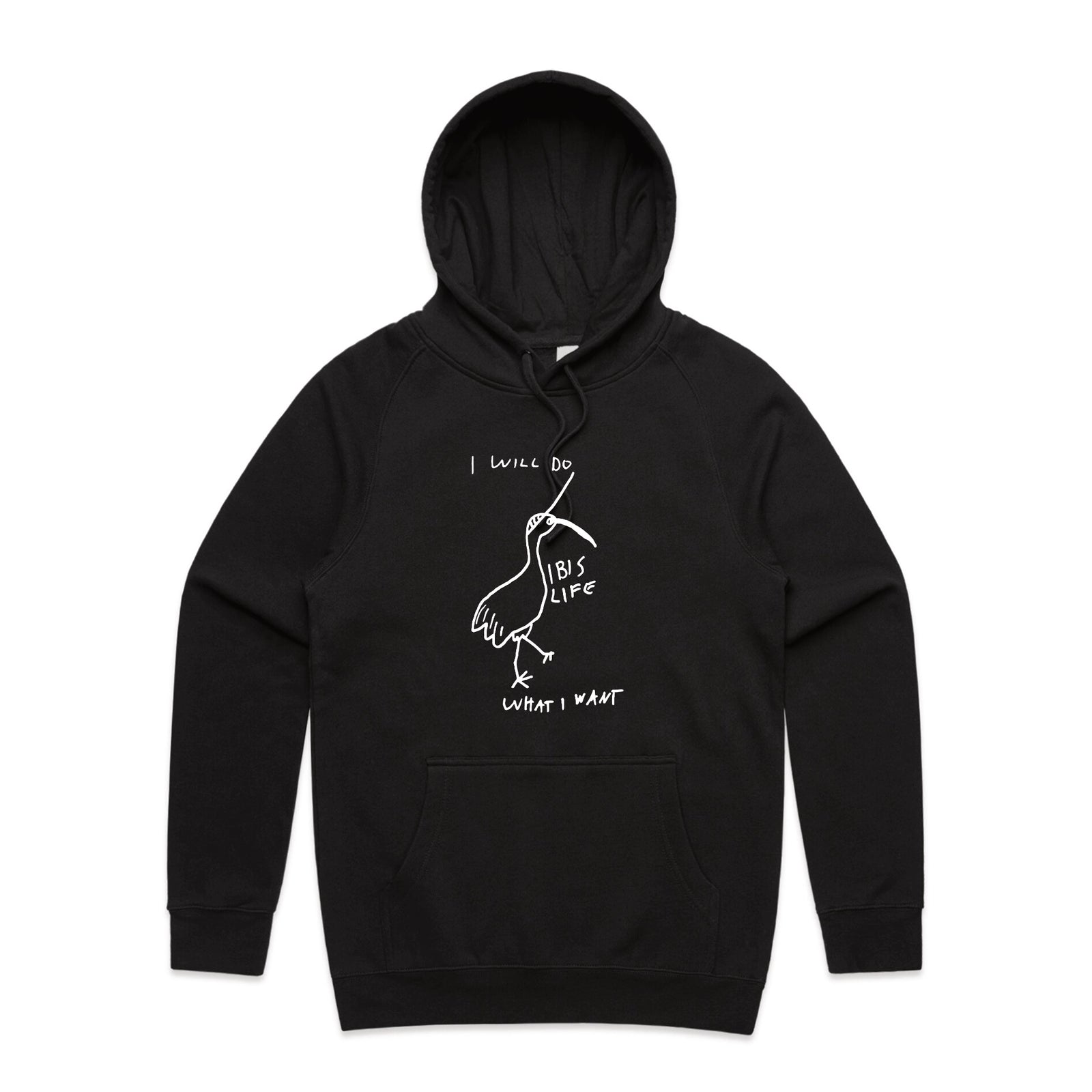 Black regular hoodie with Do What I Want Ibis Life Hoodie graphic by Lonely Kids Club