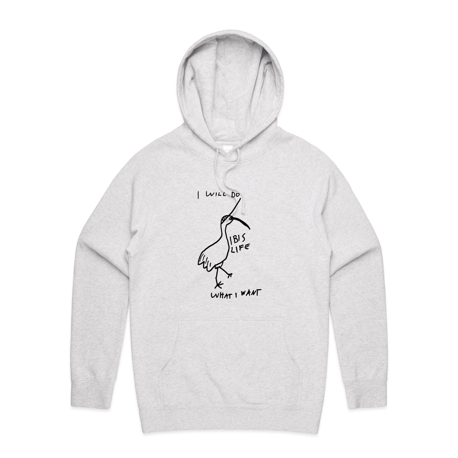 White Marle regular hoodie with Do What I Want Ibis Life Hoodie graphic by Lonely Kids Club