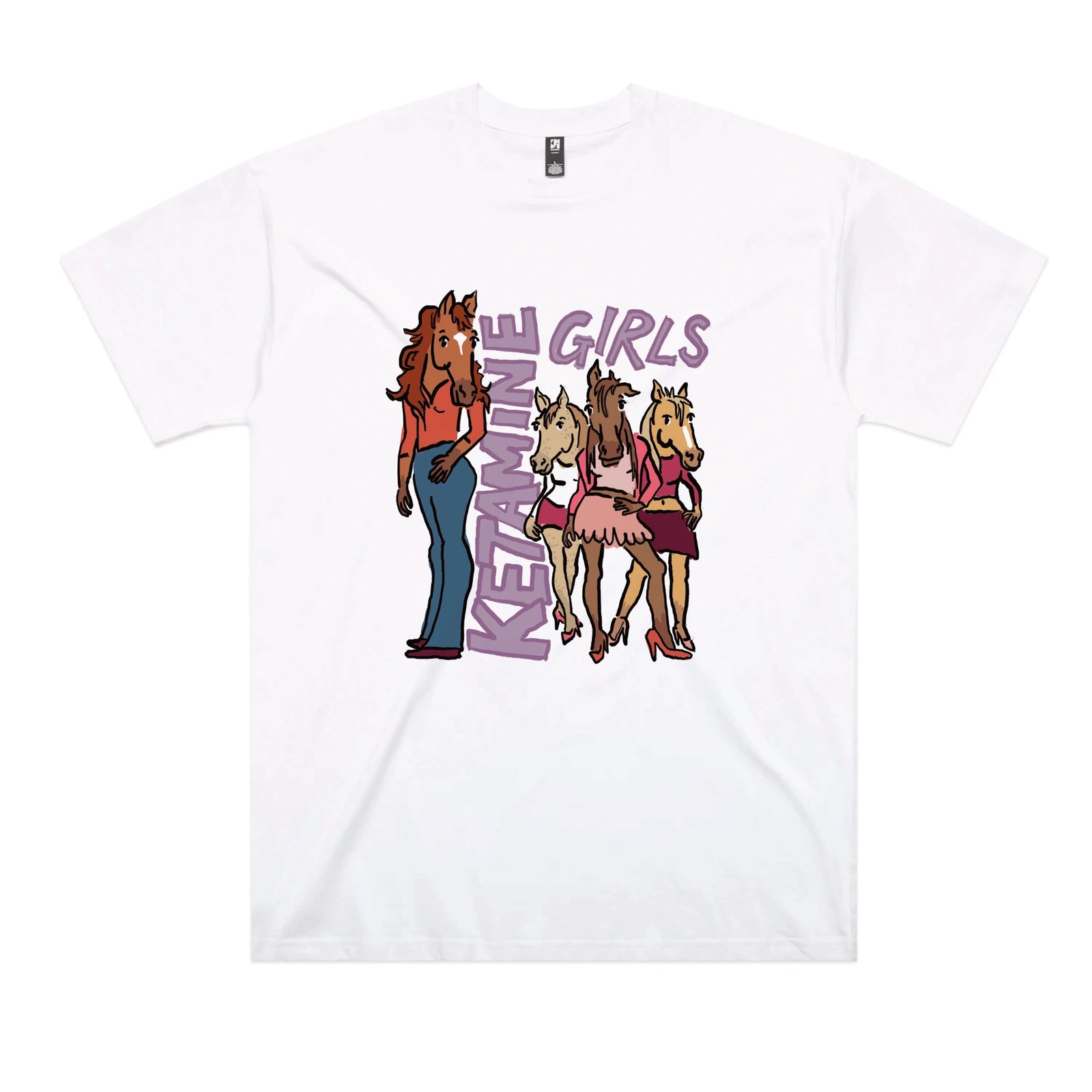 White oversized t-shirt with Ketamine Girls graphic by Lonely Kids Club
