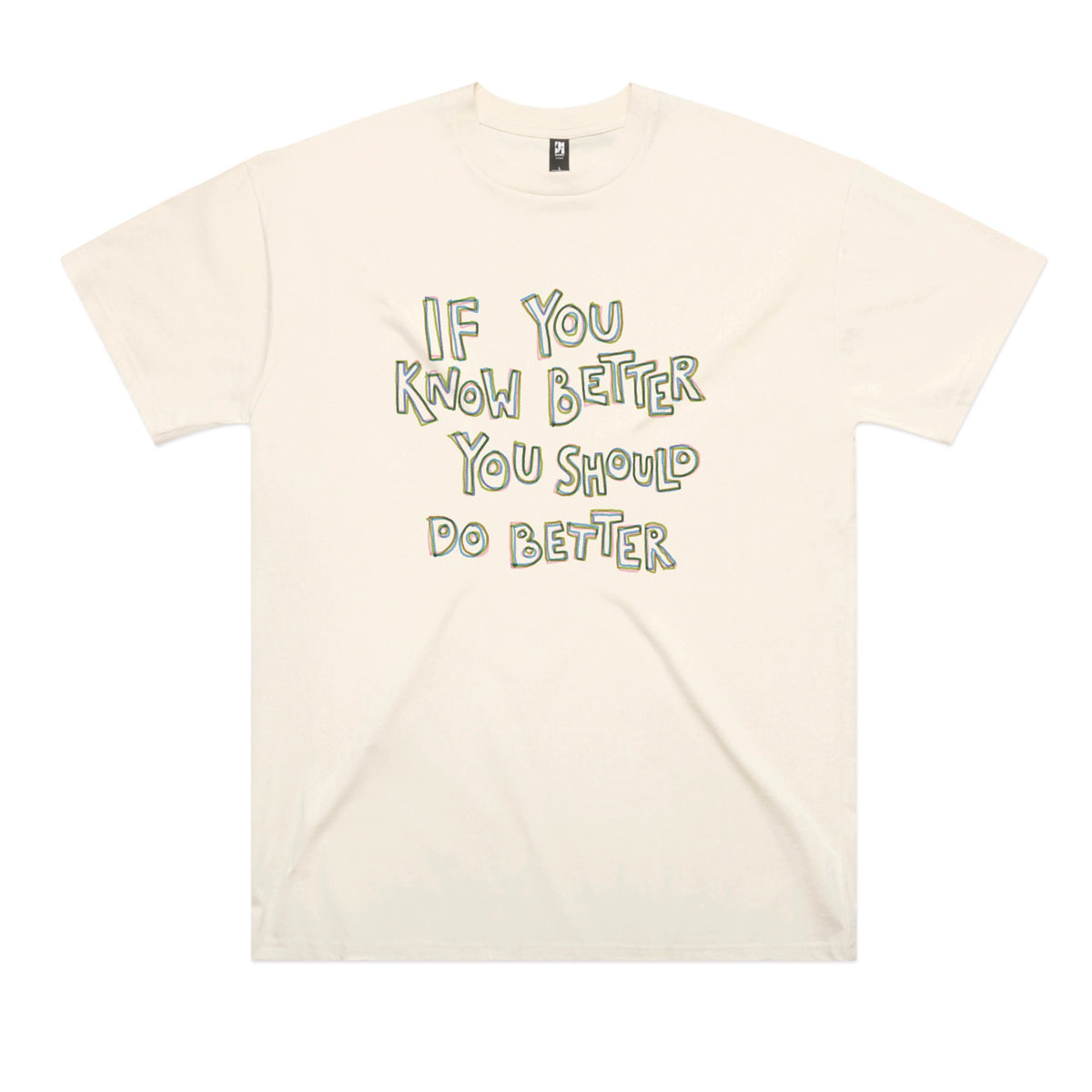 Ecru oversized t-shirt with If You Know Better graphic by Lonely Kids Club