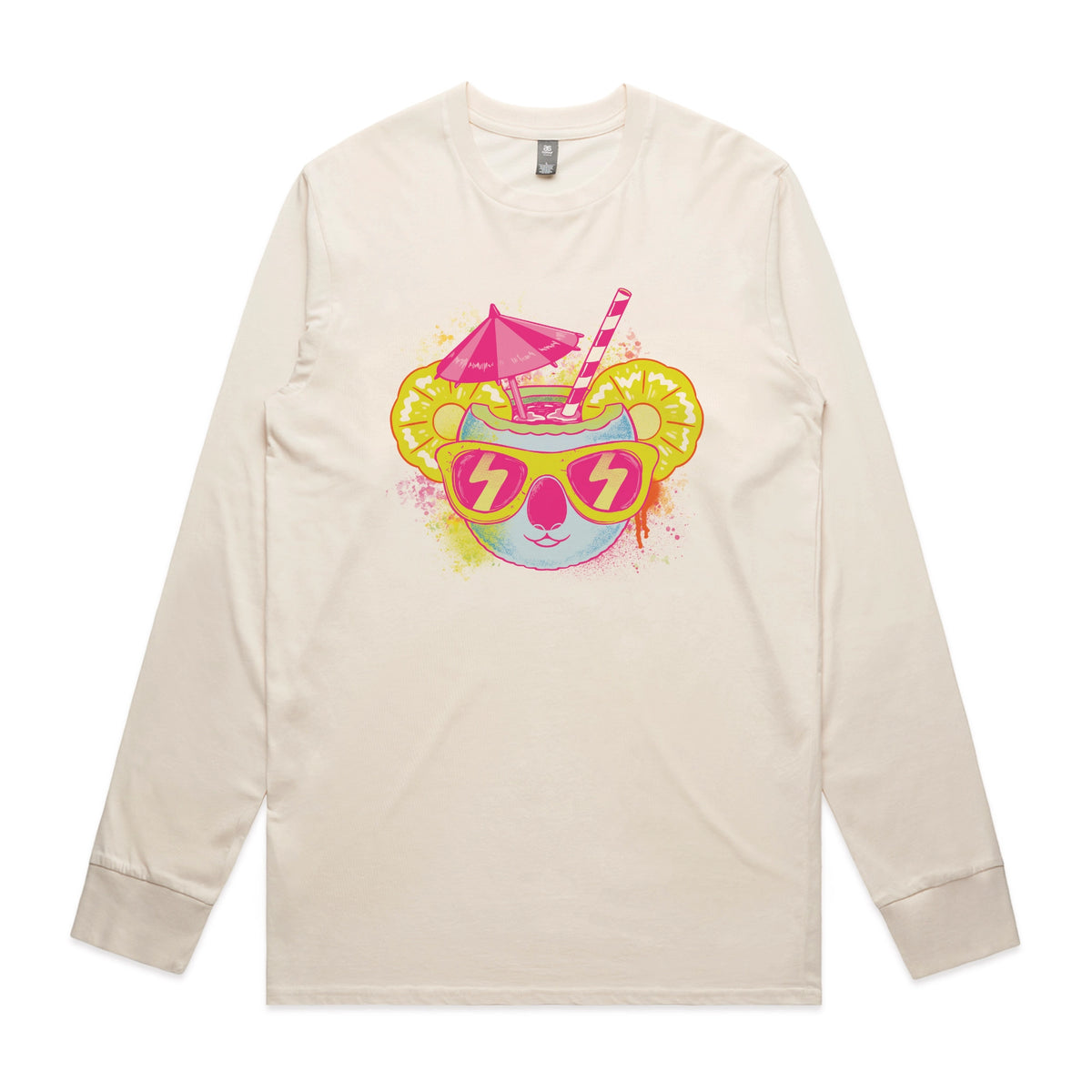 Ecru long sleeve t-shirt with Piña Koala graphic by Lonely Kids Club