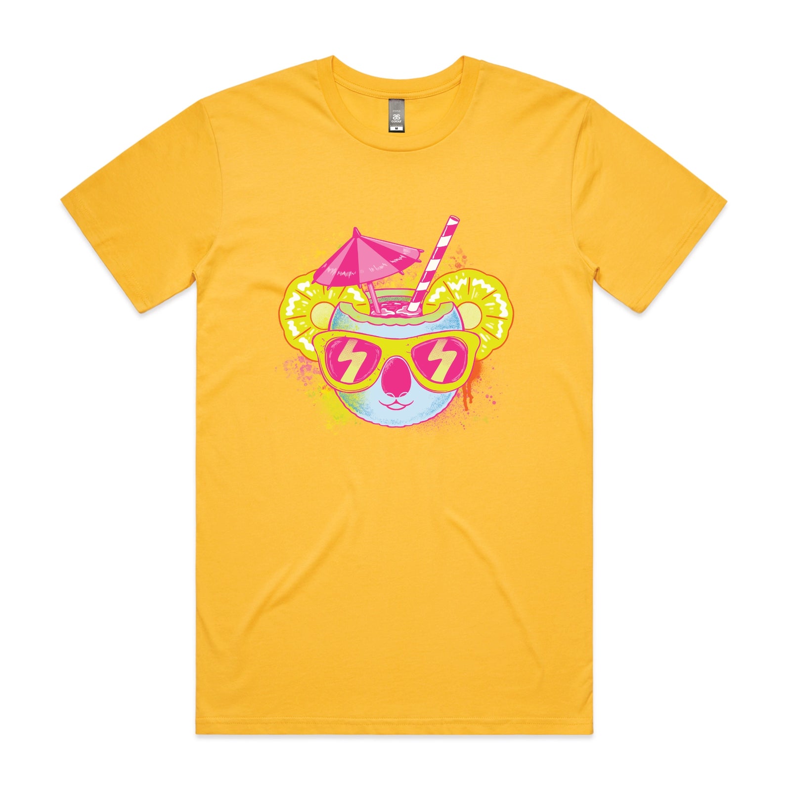 Yellow unisex t-shirt with Piña Koala graphic by Lonely Kids Club