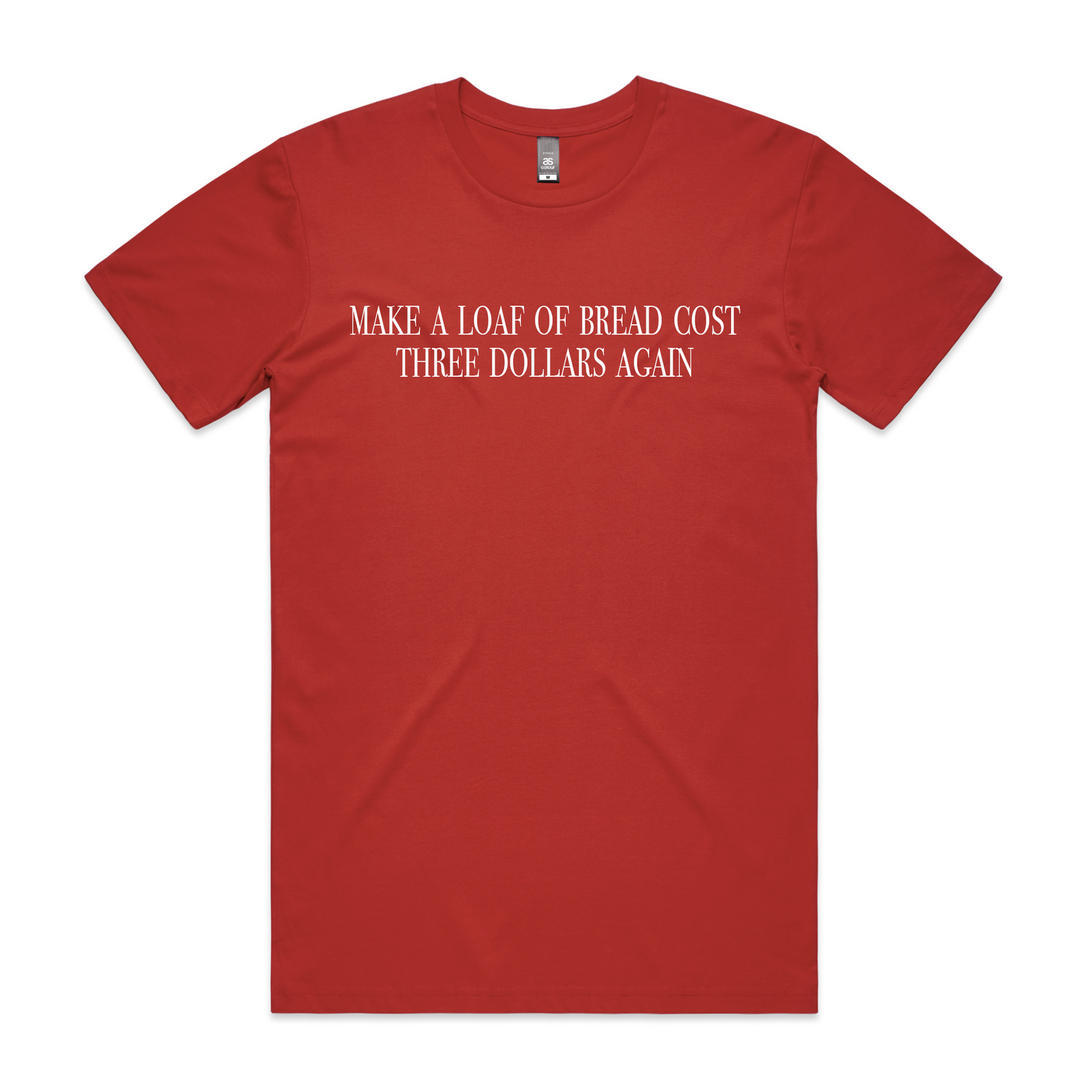 Red unisex t-shirt with Loaf of Bread graphic by Lonely Kids Club