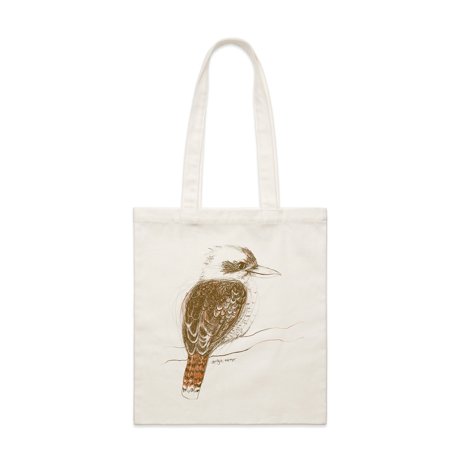 Cream parcel tote with Laughing Kookaburra Tote graphic by Lonely Kids Club