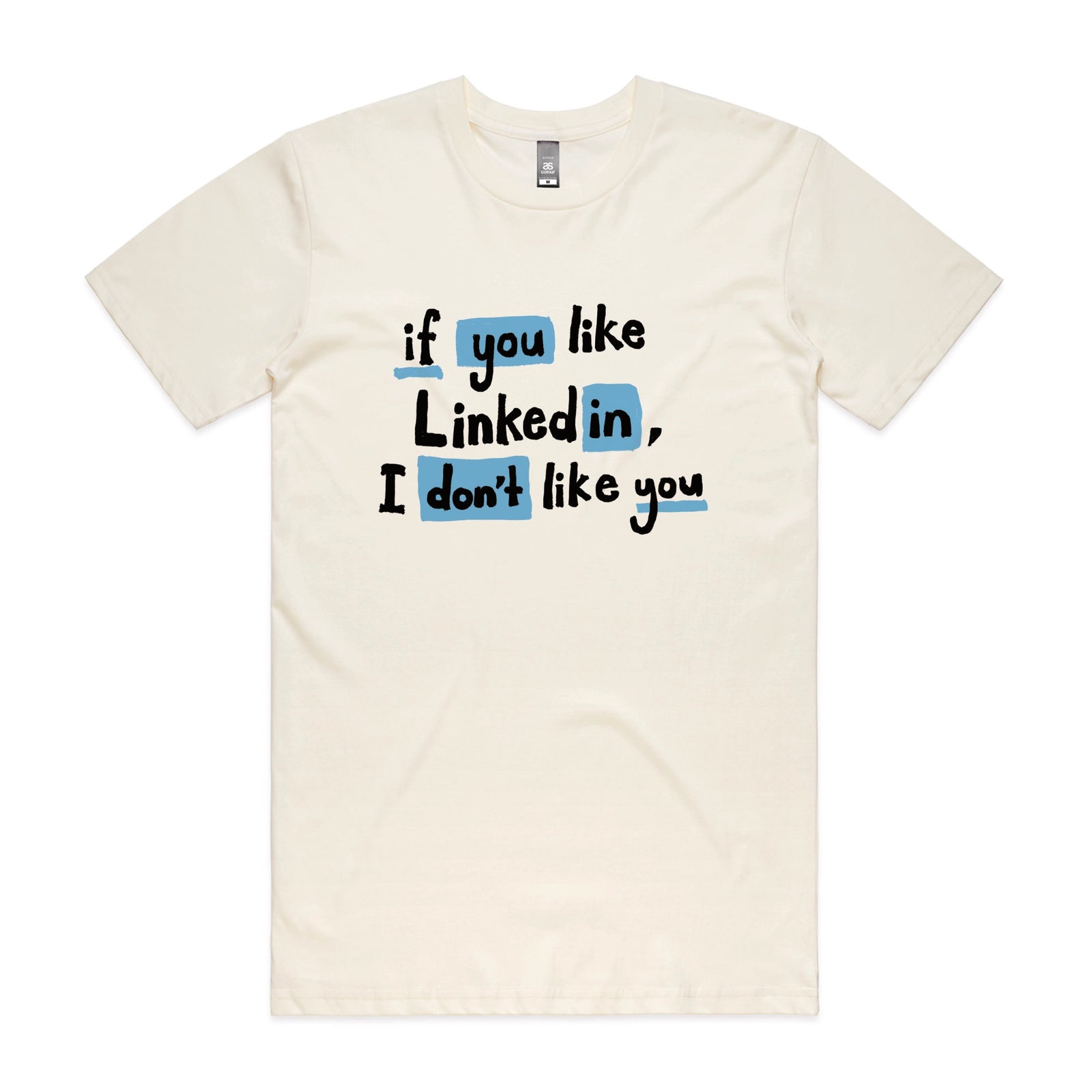 Ecru unisex t-shirt with LinkedIn graphic by Lonely Kids Club