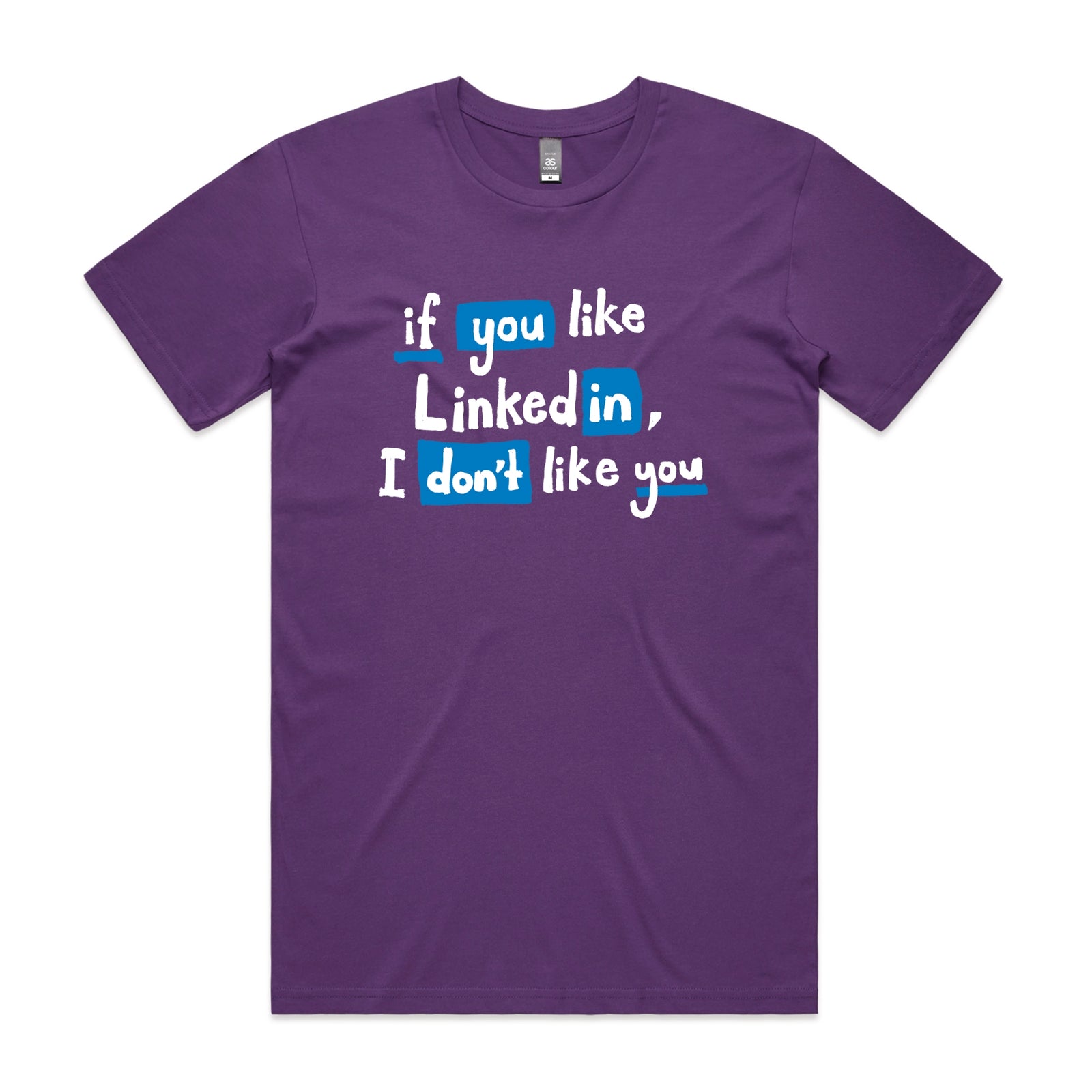 Purple unisex t-shirt with LinkedIn graphic by Lonely Kids Club