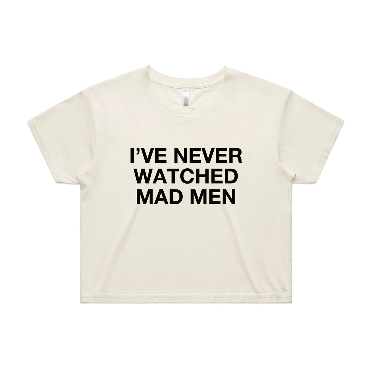 Ecru crop top with Mad Men TV design from Lonely Kids Club